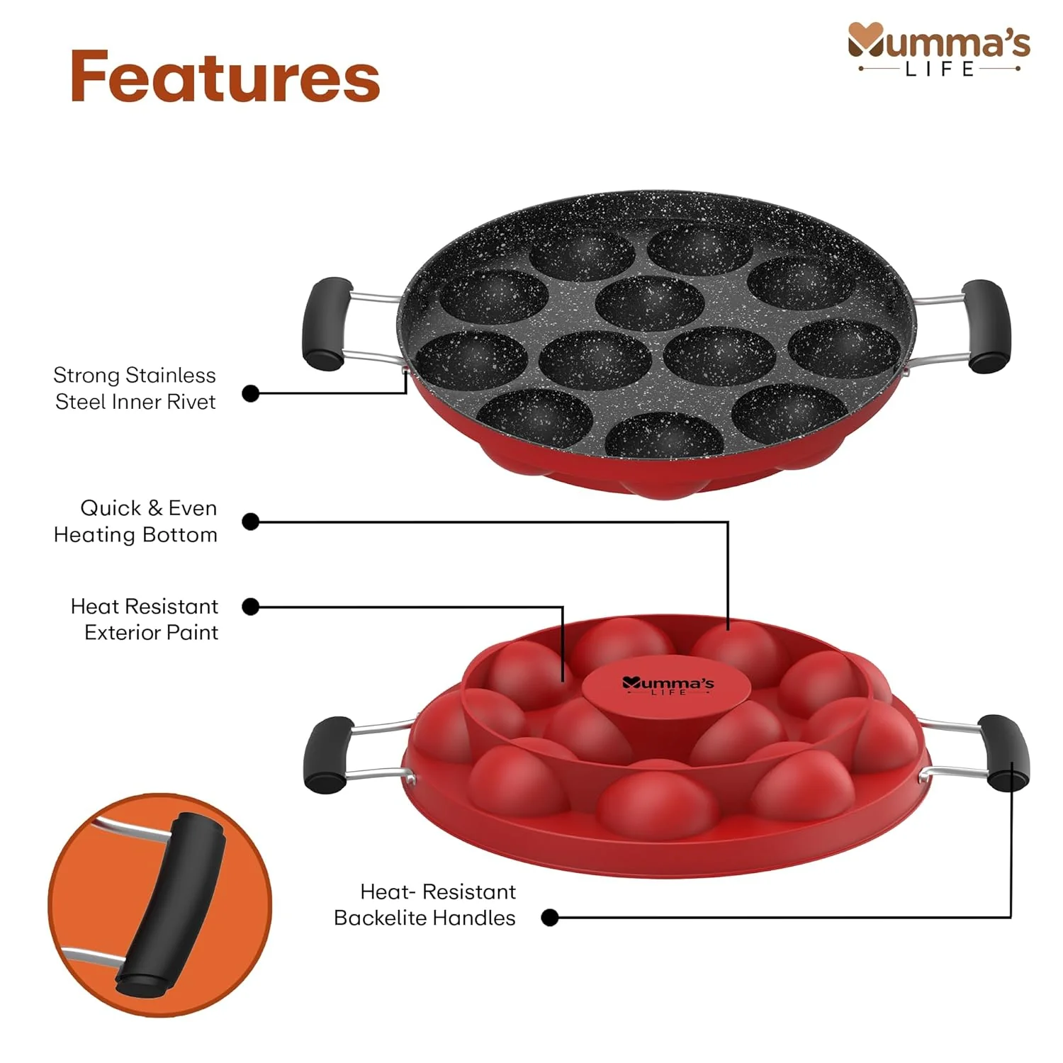 Premium Non-Stick Appam Patra with Lid - Image 3