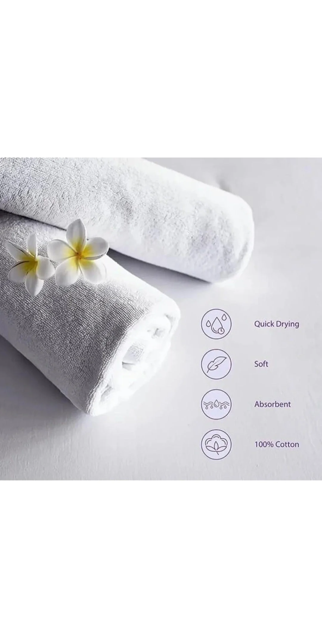 Premium White Cotton Bath Towel | 1 Piece | Soft & Smooth Touch - Image 4