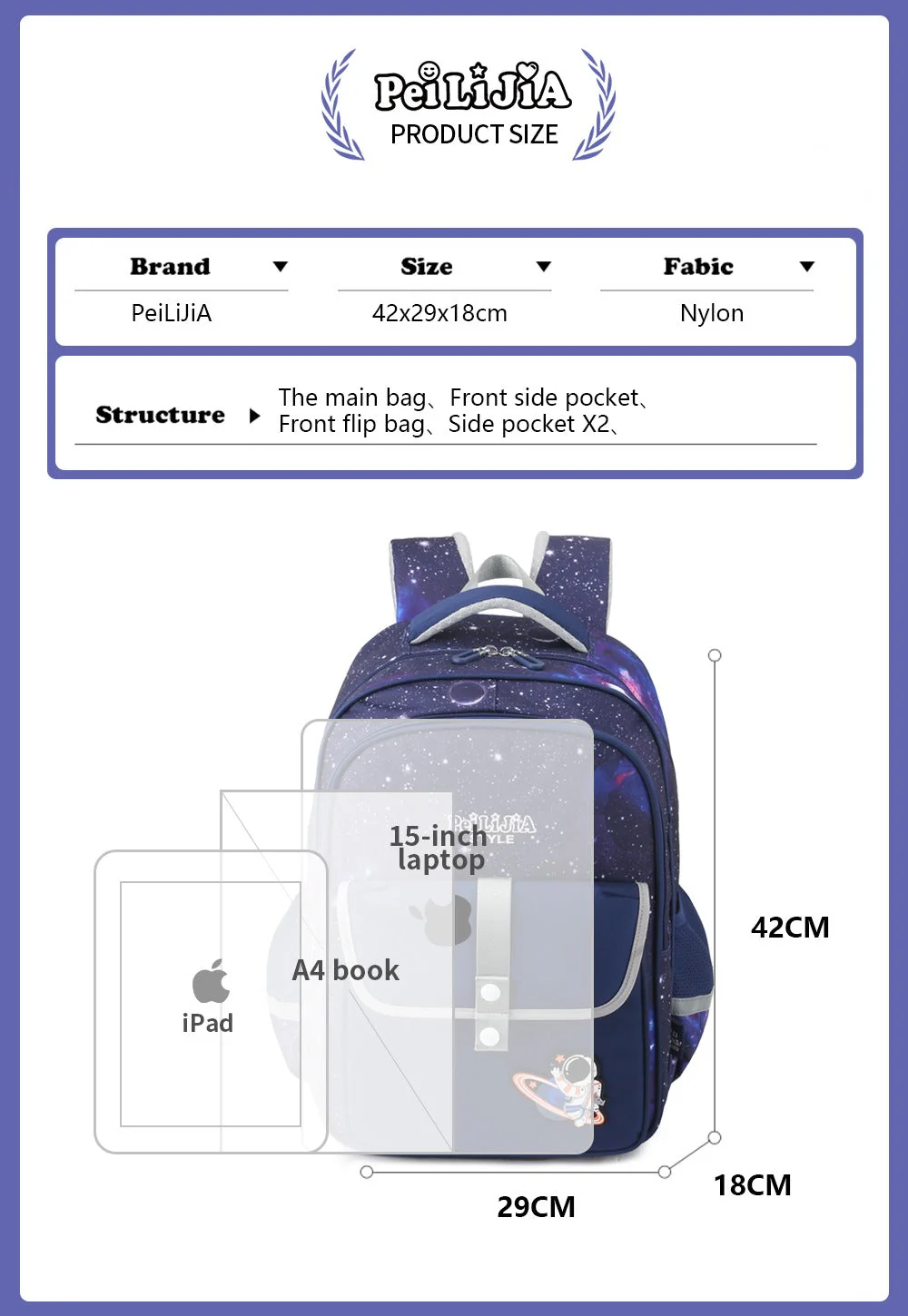 Premium Quality Large Capacity Space printed Bag For School Student - Image 5