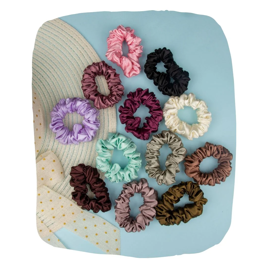 Premium Silk Satin Scrunchies Pack of 12 for Hair Protection - Image 11
