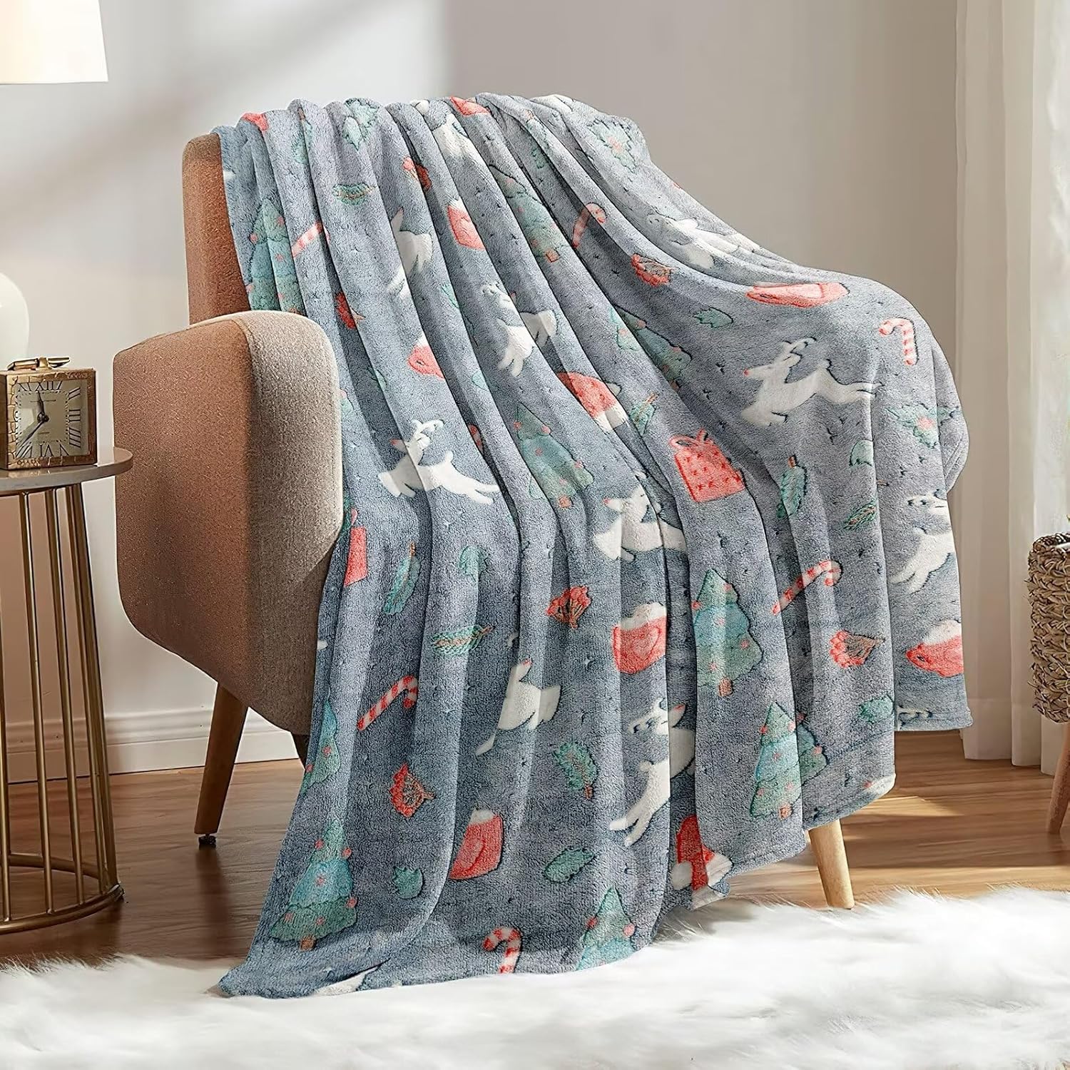 Premium Super Soft Warm Cozy Furry Blanket Glow in The Dark (5.5ft x 6.5ft) (Deer) - Image 3