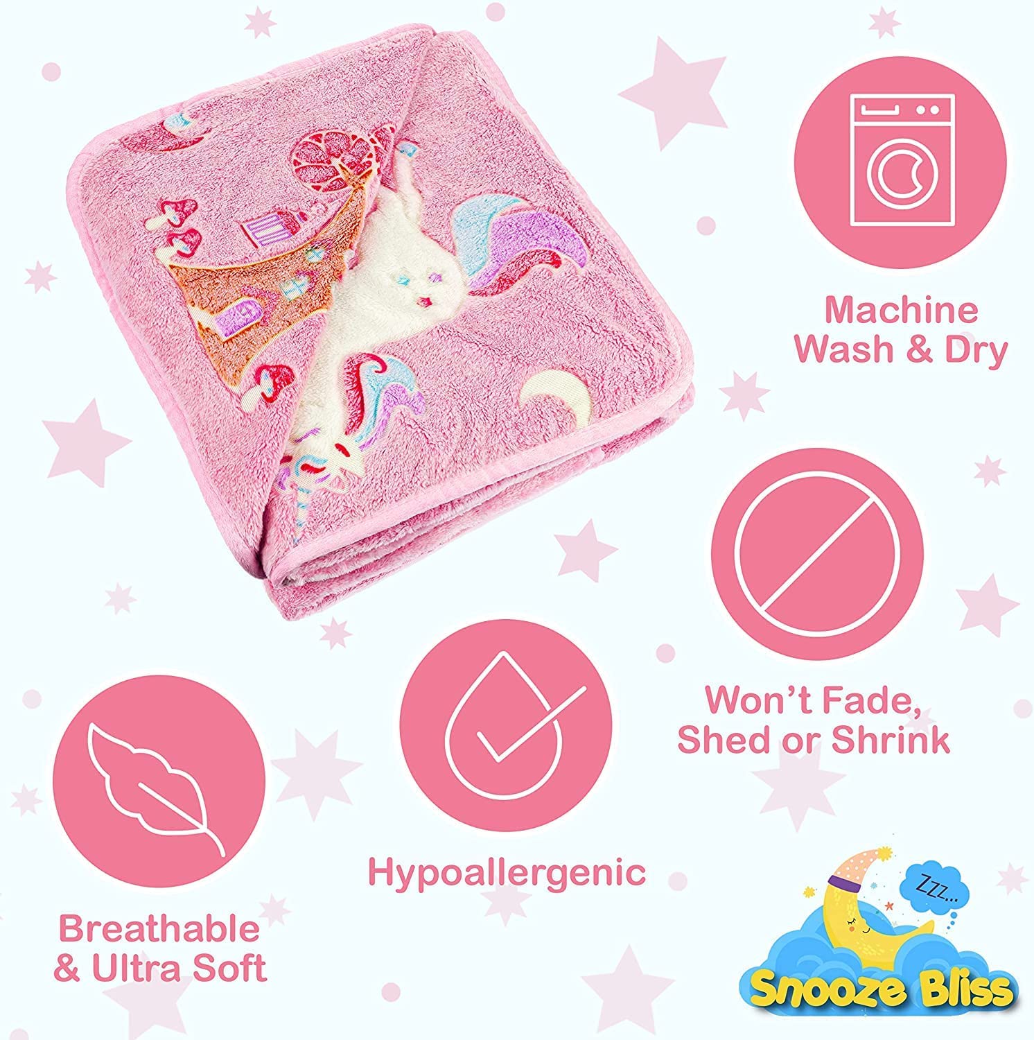 Premium Super Soft Warm Cozy Furry Blanket Glow in The Dark (5.5ft x 6.5ft) (Unicorn) - Image 4