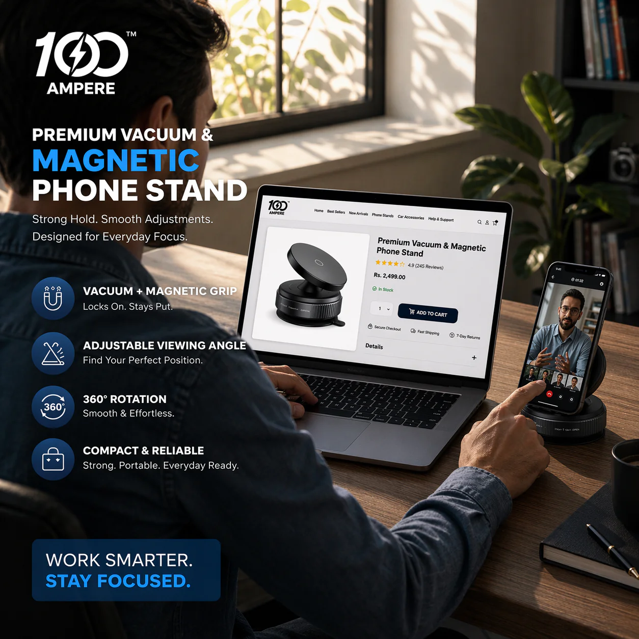 Premium Vacuum & Magnetic Phone Stand - Image 4
