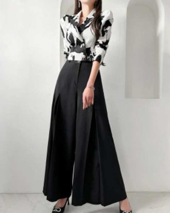 Printed Blouse Pant Suit