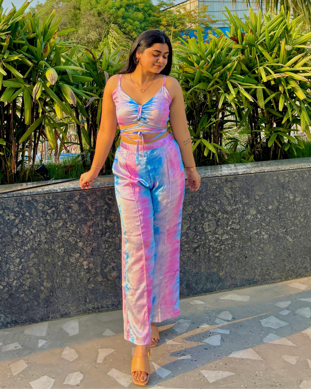 Printed Cami 2 Piece Coord set Top With High Waist Pants - Image 2