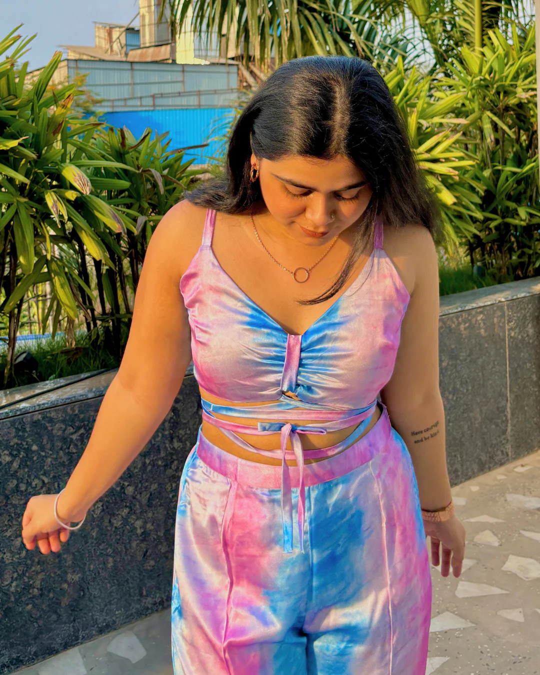 Printed Cami 2 Piece set Top With High Waist Pants - Image 3