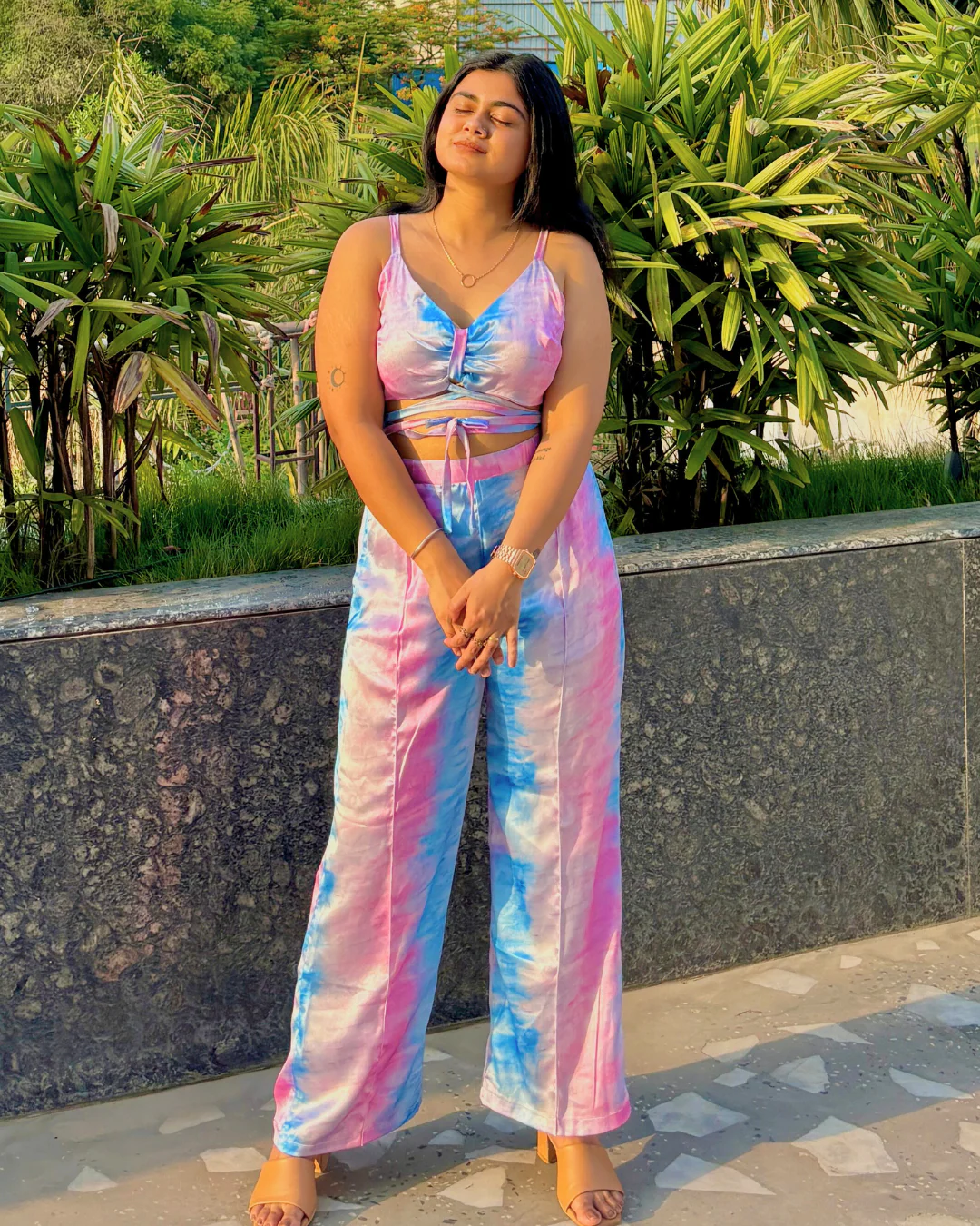 Printed Cami 2 Piece set Top With High Waist Pants - Image 4