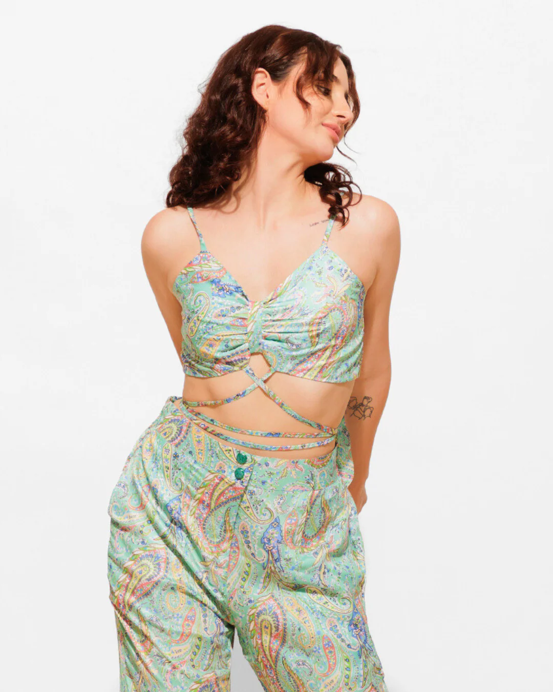 Printed Cami 2 Piece set Top With High Waist Pants - Image 7
