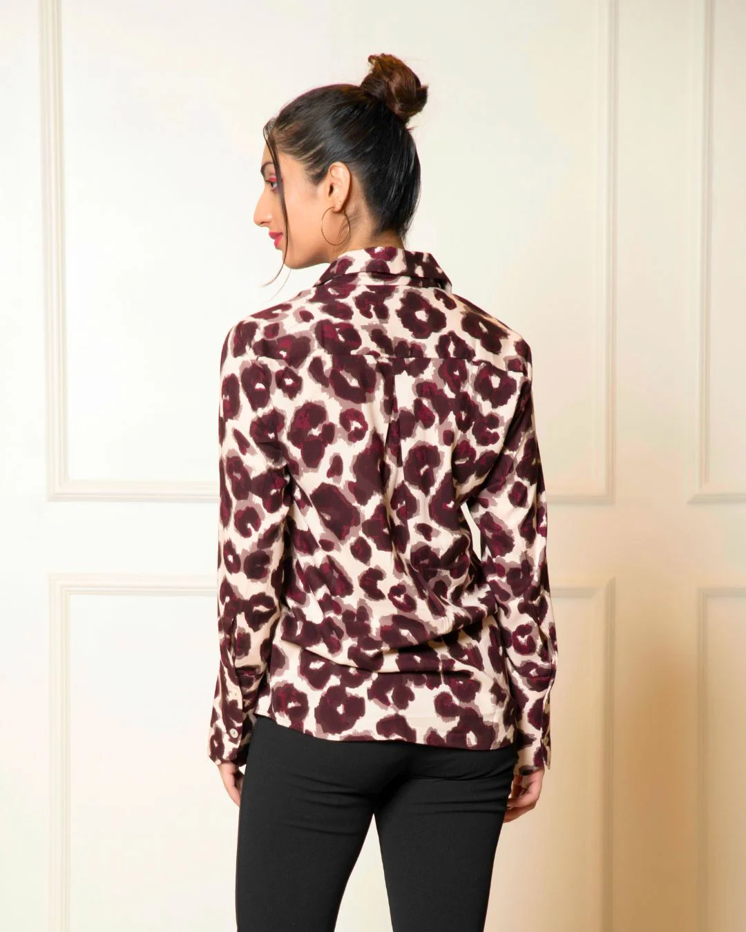 Printed Long Sleeves Cuffed Cotton Shirt - Image 7