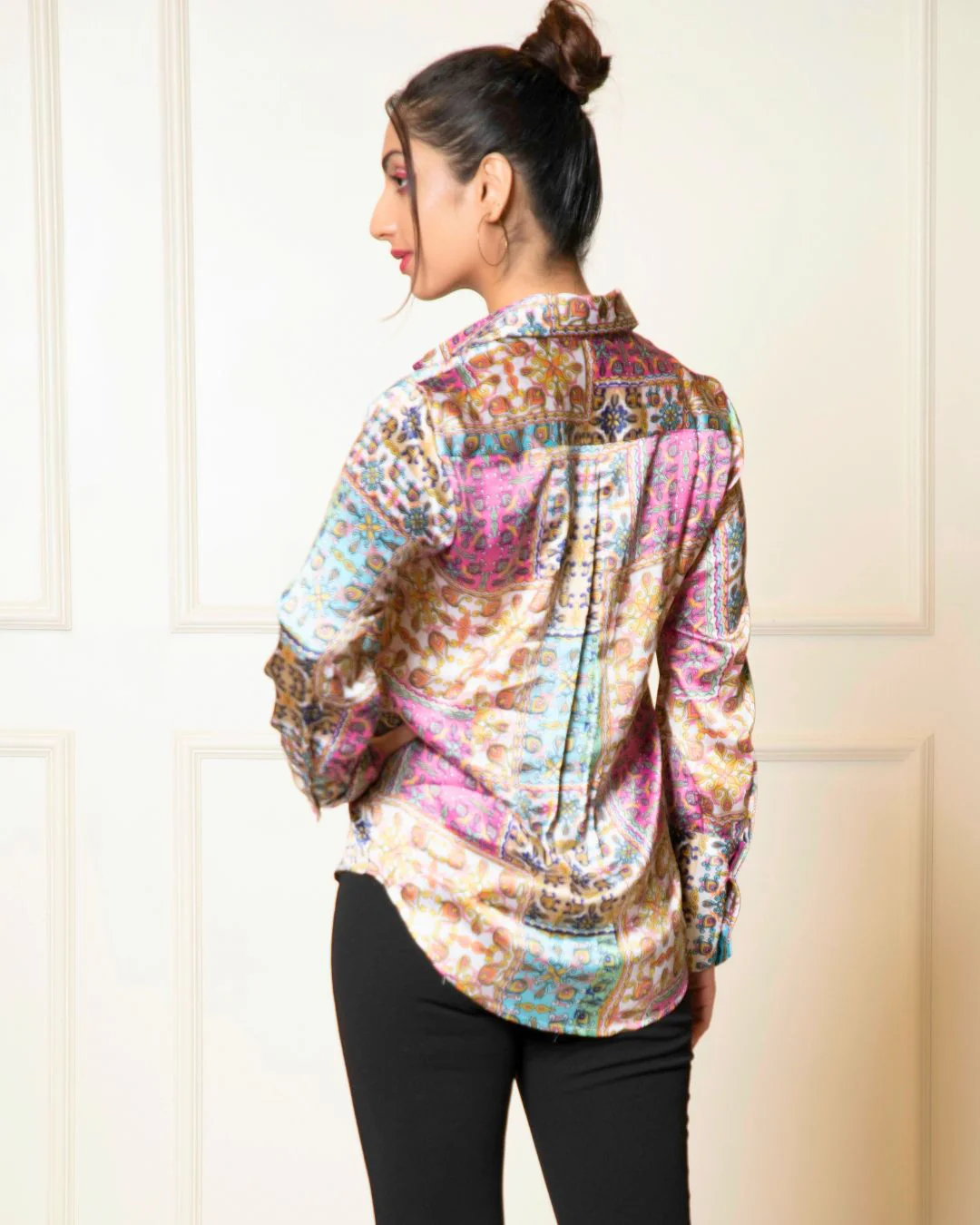Printed Long Sleeves Cuffed Cotton Shirt - Image 5
