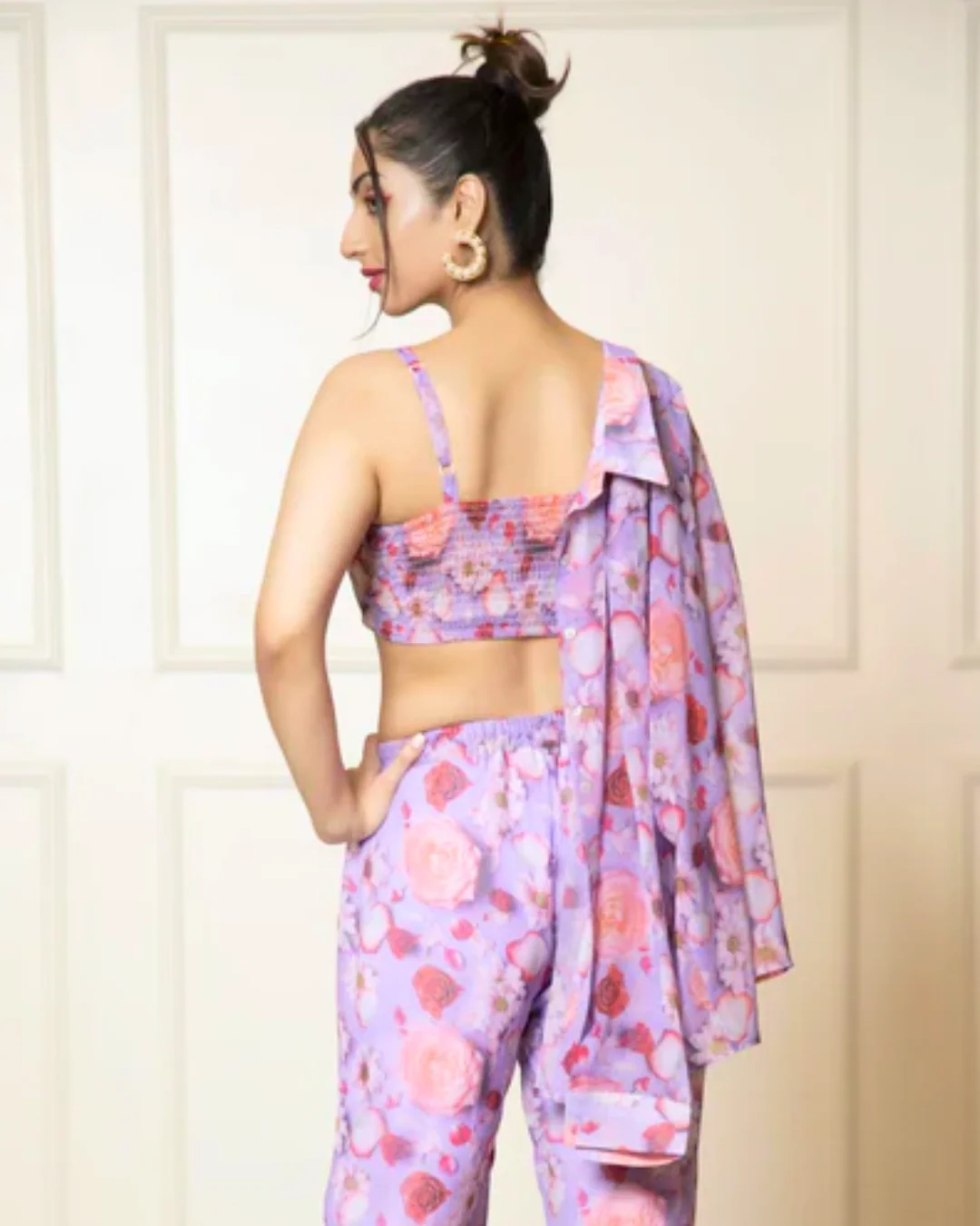 Printed Long Sleeves Georgette Shirt - Image 7