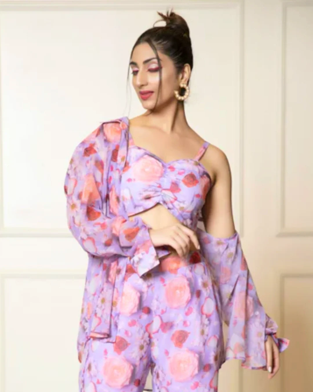 Printed Long Sleeves Georgette Shirt - Image 9