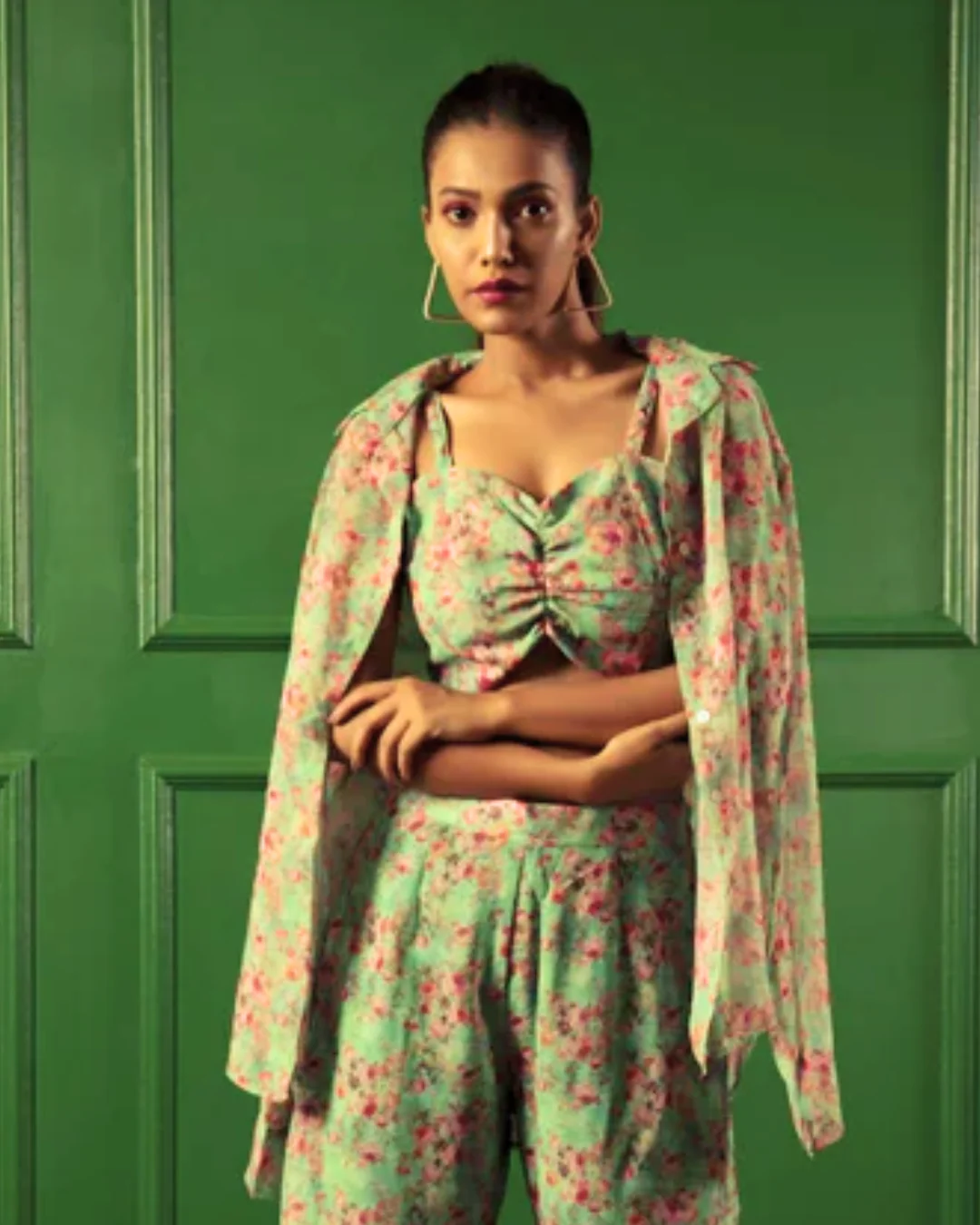Printed Long Sleeves Georgette Shirt - Image 3