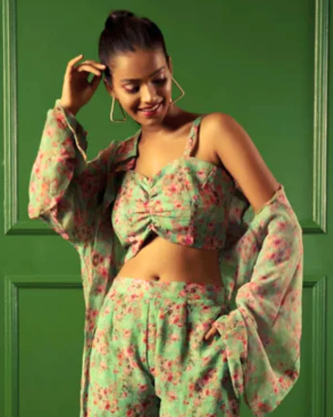 Printed Long Sleeves Georgette Shirt - Image 4