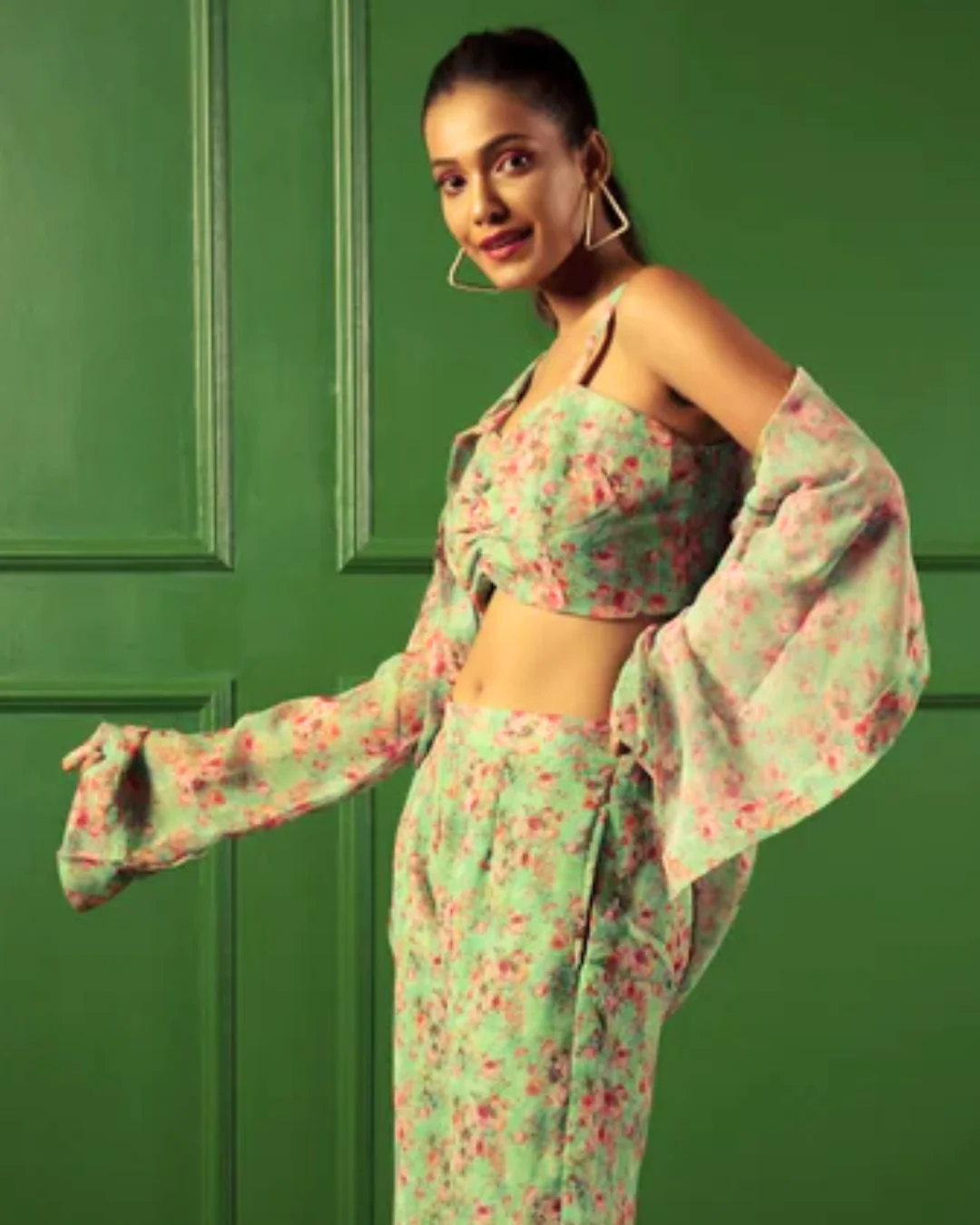 Printed Long Sleeves Georgette Shirt - Image 5