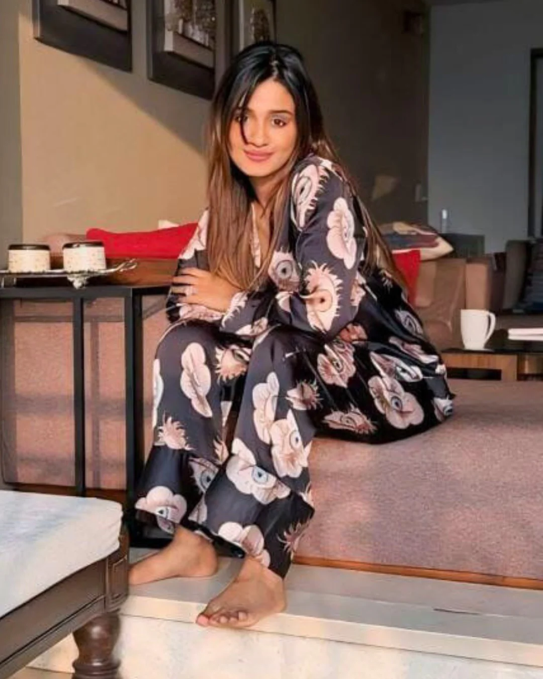 Printed Satin 2 Piece Night Co-ord Set – Soft & Stylish Sleepwear - Image 4