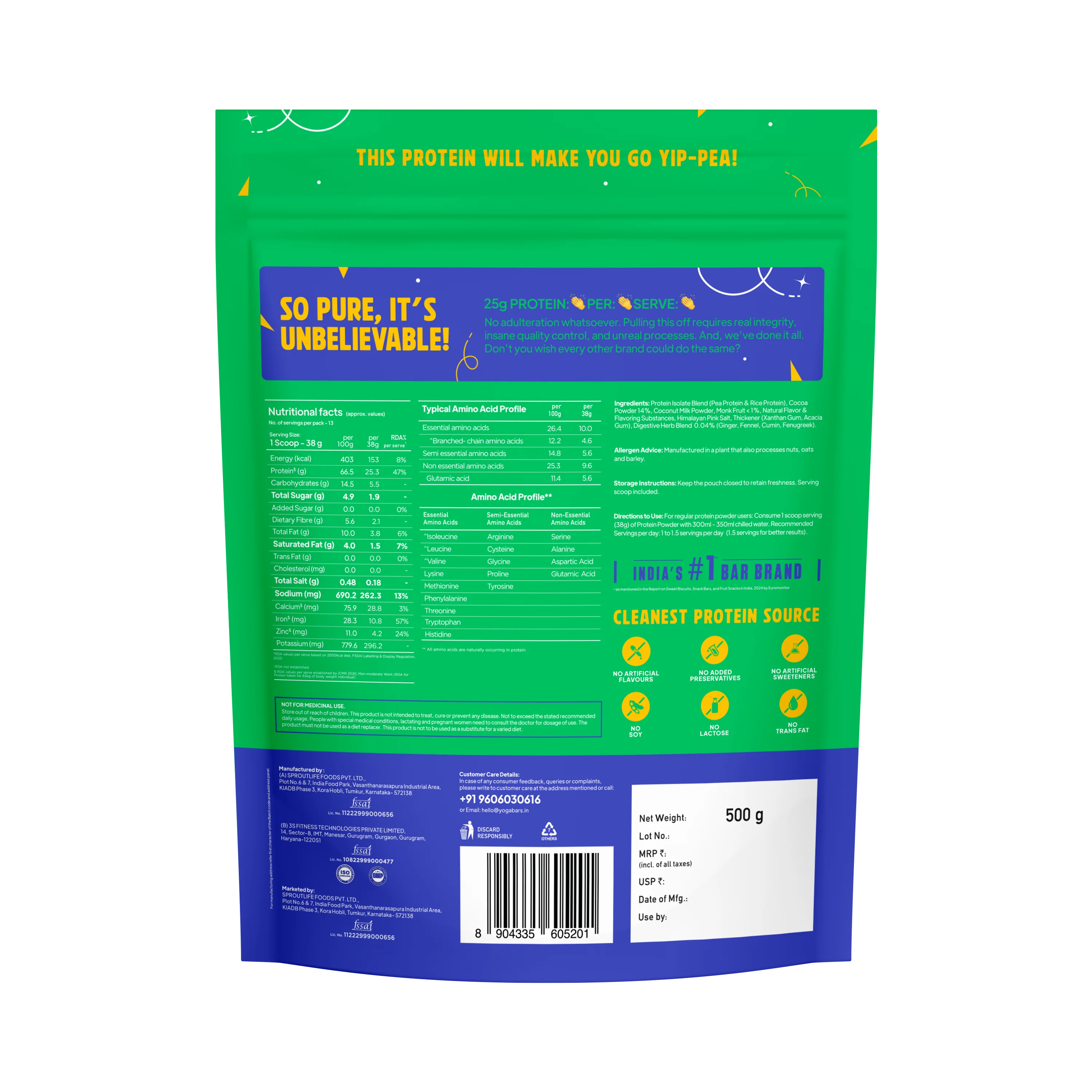 ProClean Plant Protein with Monk Fruit (Chocolate) 500g - Image 2