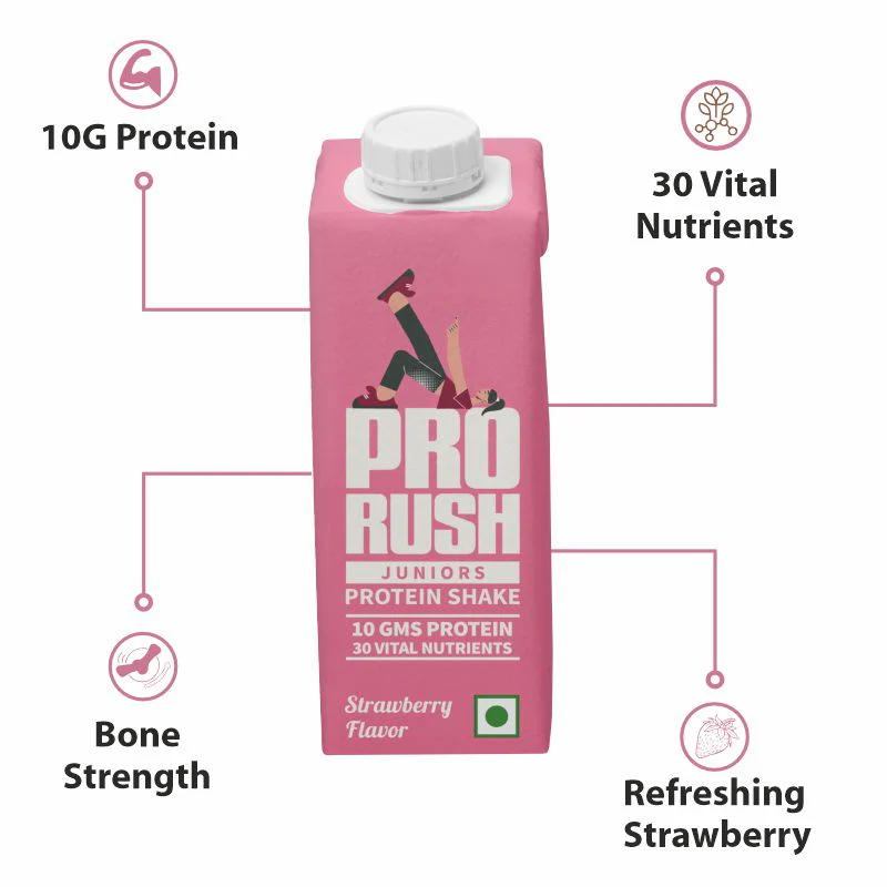 Prorush Strawberry Protein Shake Juniors (10G Protein + 30 Nutrients) - Image 2