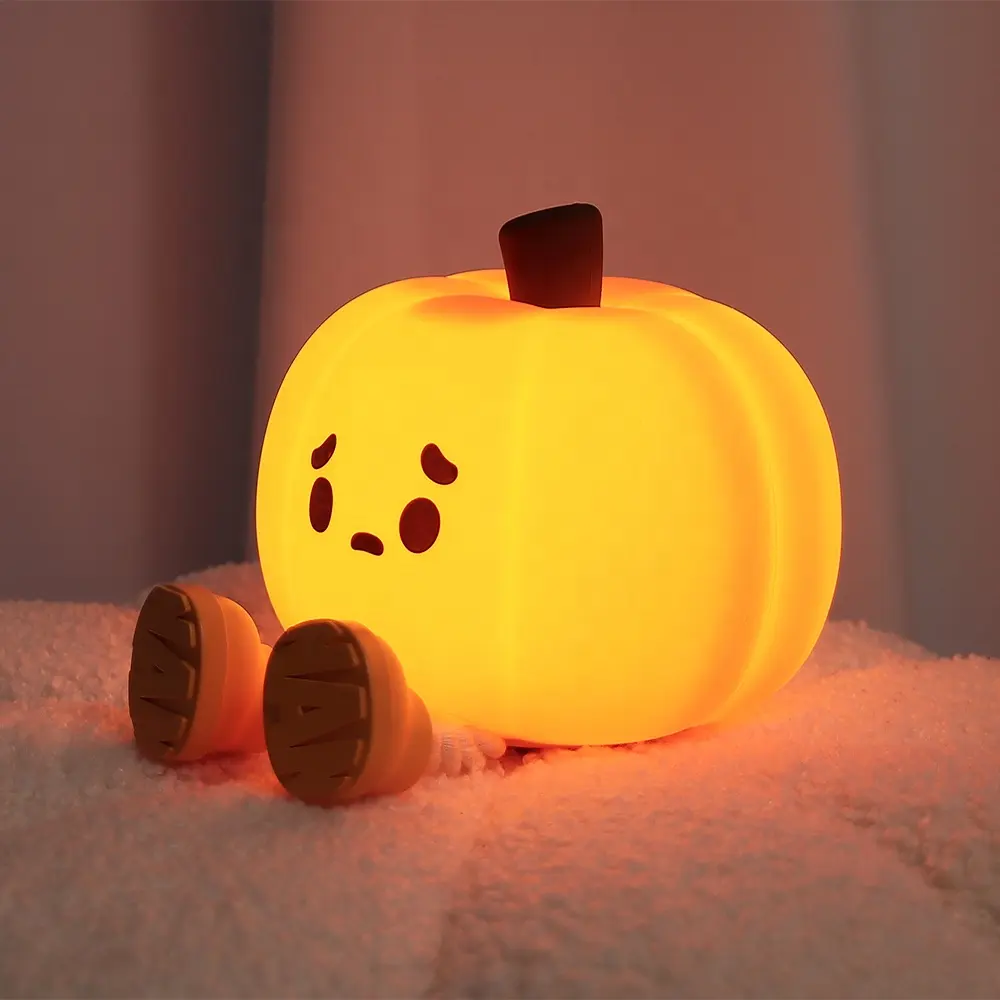Pumkin: Portable Adorable Squishy Pumpkin Night Lamp with Dimmable LED, Rechargeable Silicone Design & Touch Control - Image 4