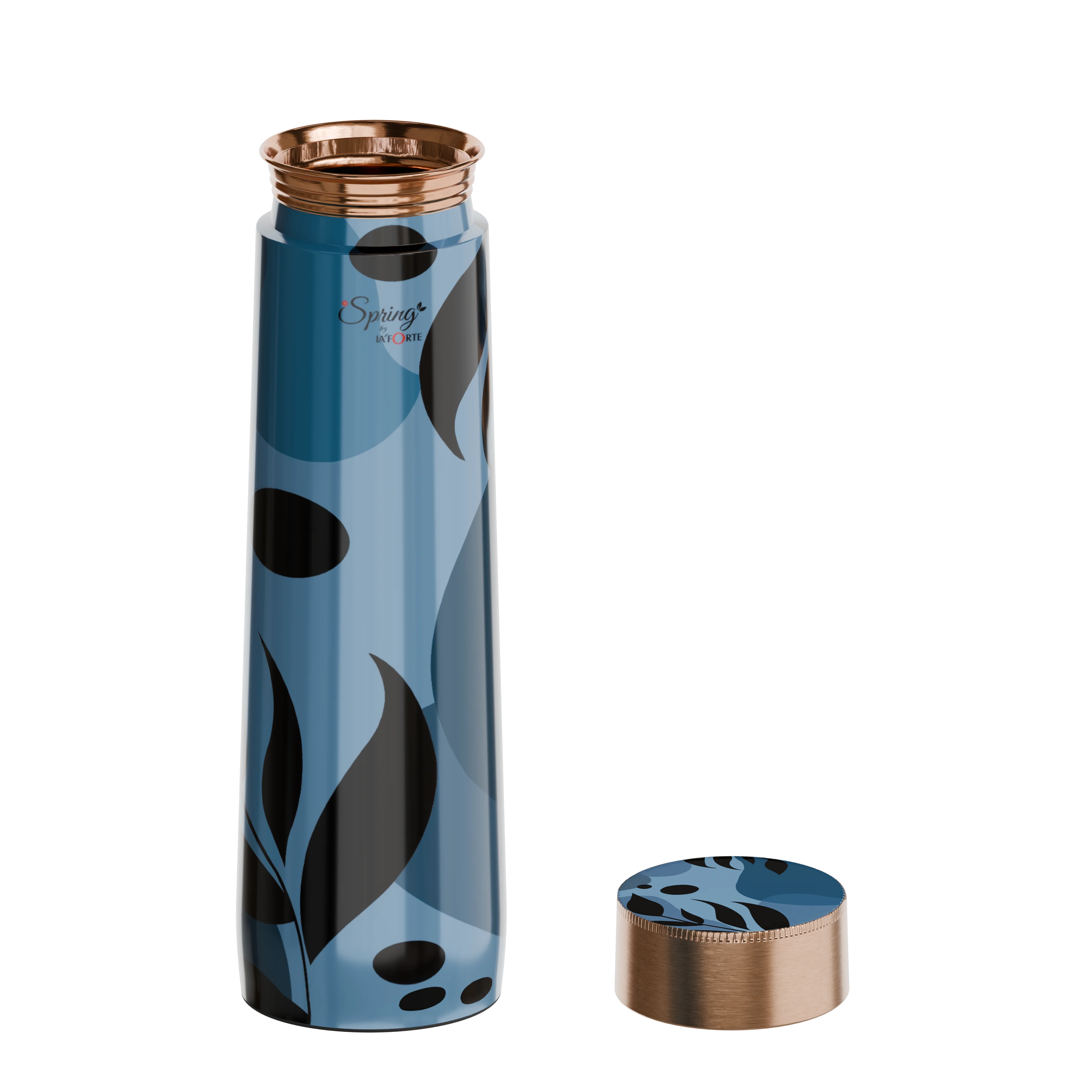 Pure Copper Elegant 1000 ml Premium Coated Water Bottles (Blue Black, 1000 Ml) - Image 2
