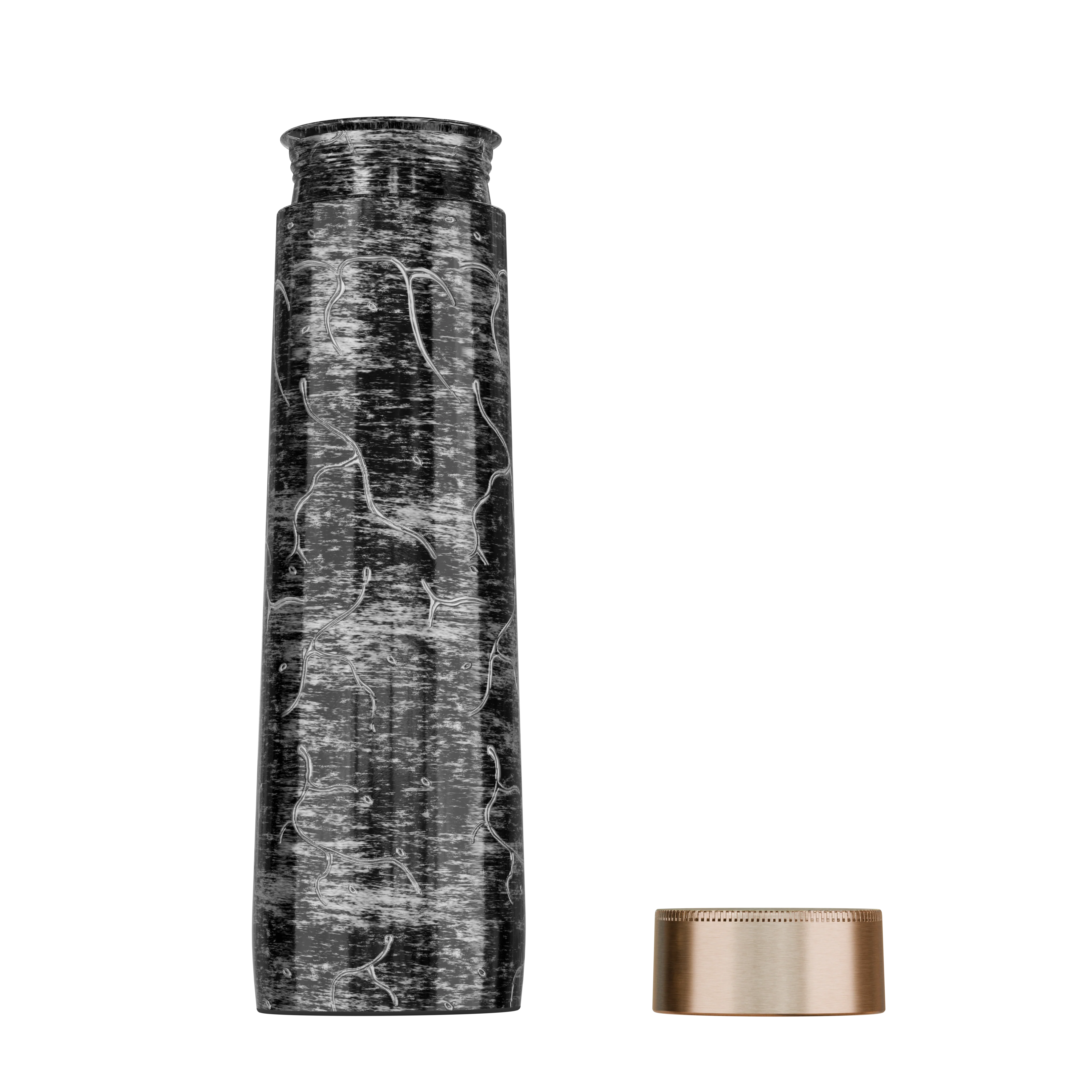 Pure Copper Elegant 1000 ml Premium Coated Water Bottles (Silver Black Abstract, 1000 Ml) (Copy) - Image 2