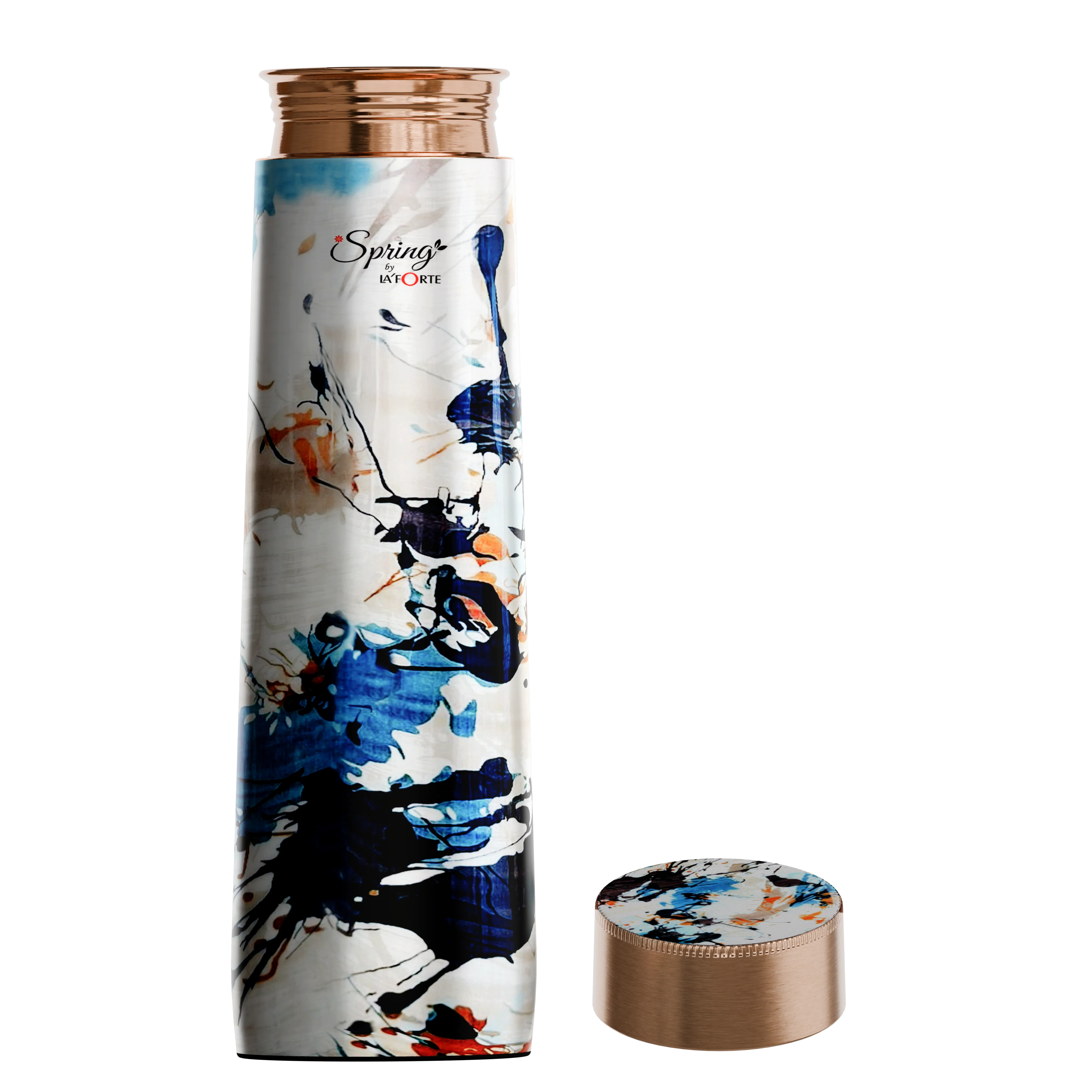 Pure Copper Elegant 1000 ml Premium Coated Water Bottles (White Abstract, 1000 Ml) - Image 2