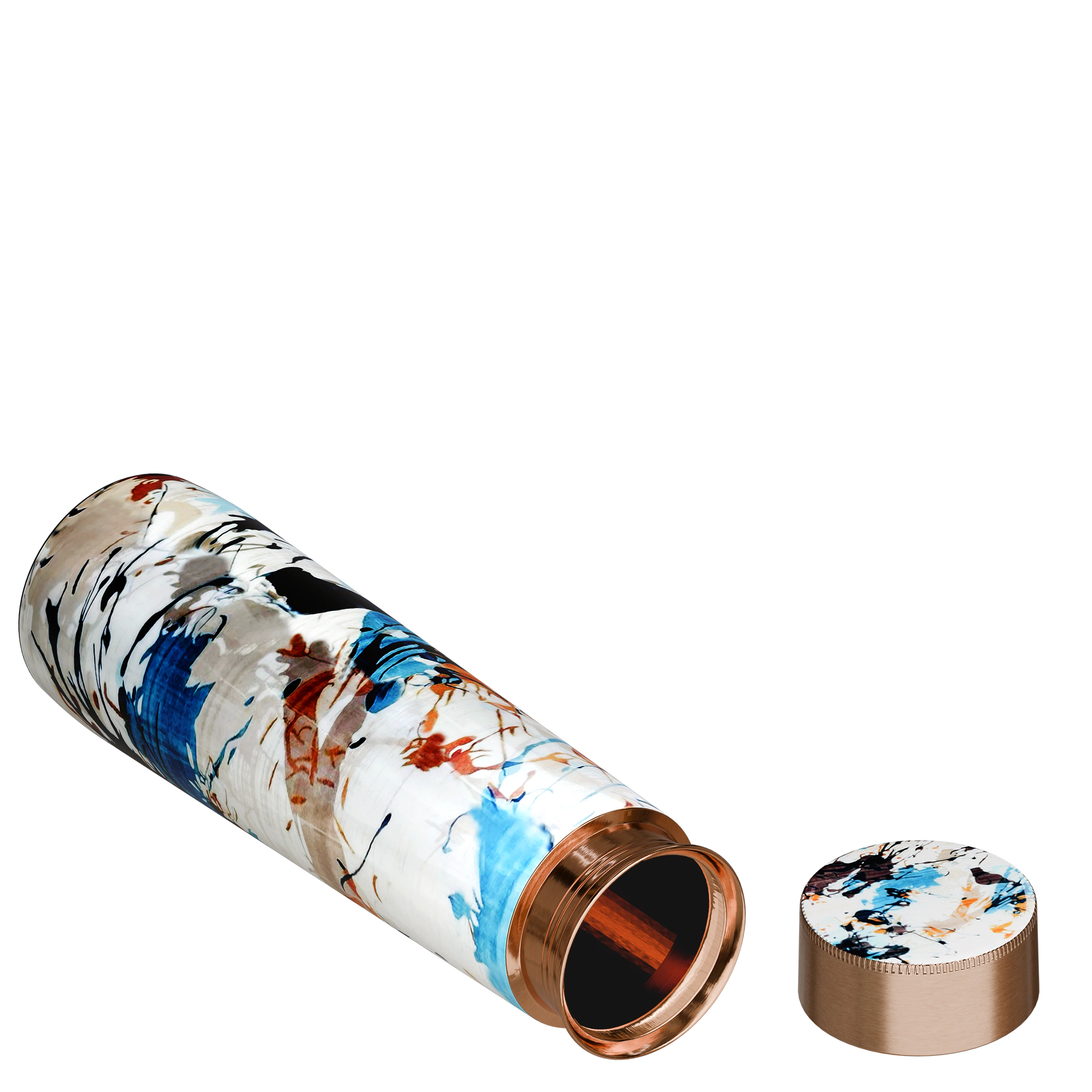 Pure Copper Elegant 1000 ml Premium Coated Water Bottles (White Abstract, 1000 Ml) - Image 4