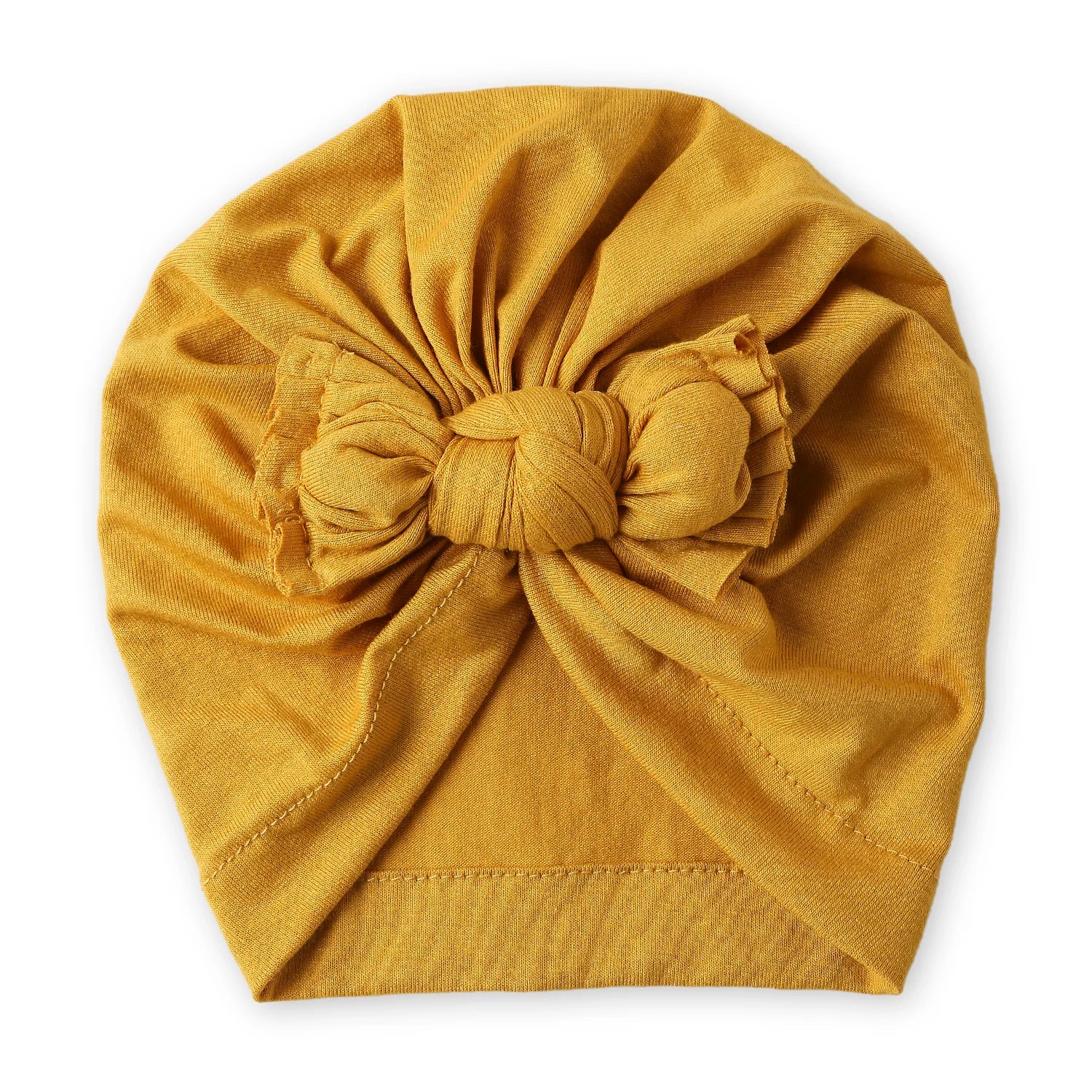 Pure Cotton Mustard Bow Knot Baby Turban – Cozy & Stylish - Image 5