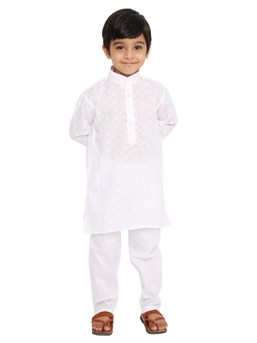 Pure Cotton Self Design White Kurta - Image 21