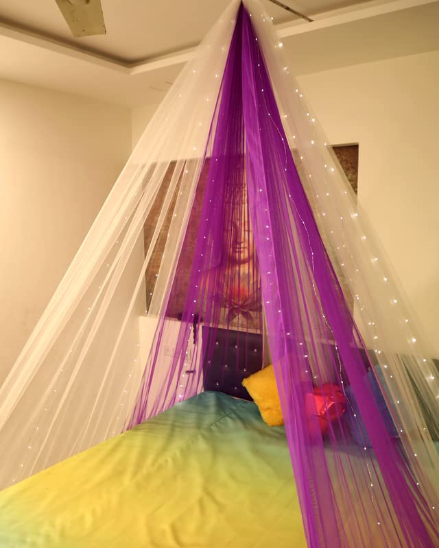 Purple And White Combination Decoration Net Cabana Tent Cloth (With 30M Led Light)