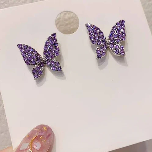 Purple Butterfly Stud Earring