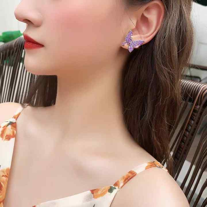Purple Butterfly Stud Earring - Image 2