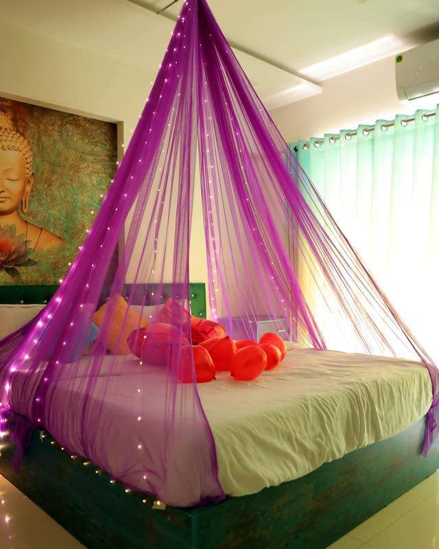Purple Decoration Net Cabana Tent Cloth (With 10M Led Light)