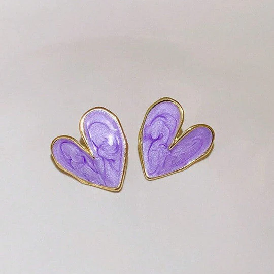 Purple Heart Shape Stud Earring - Image 5