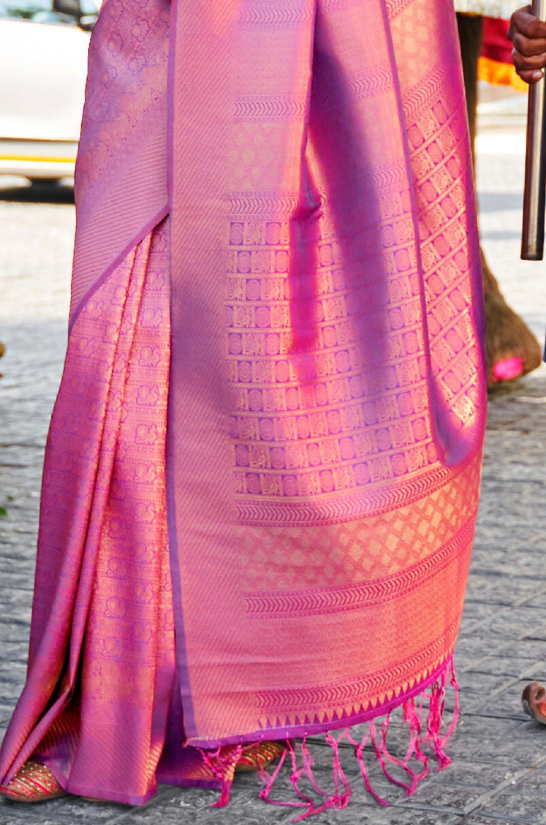 Purple Kanjivaram Silk Saree - Image 2