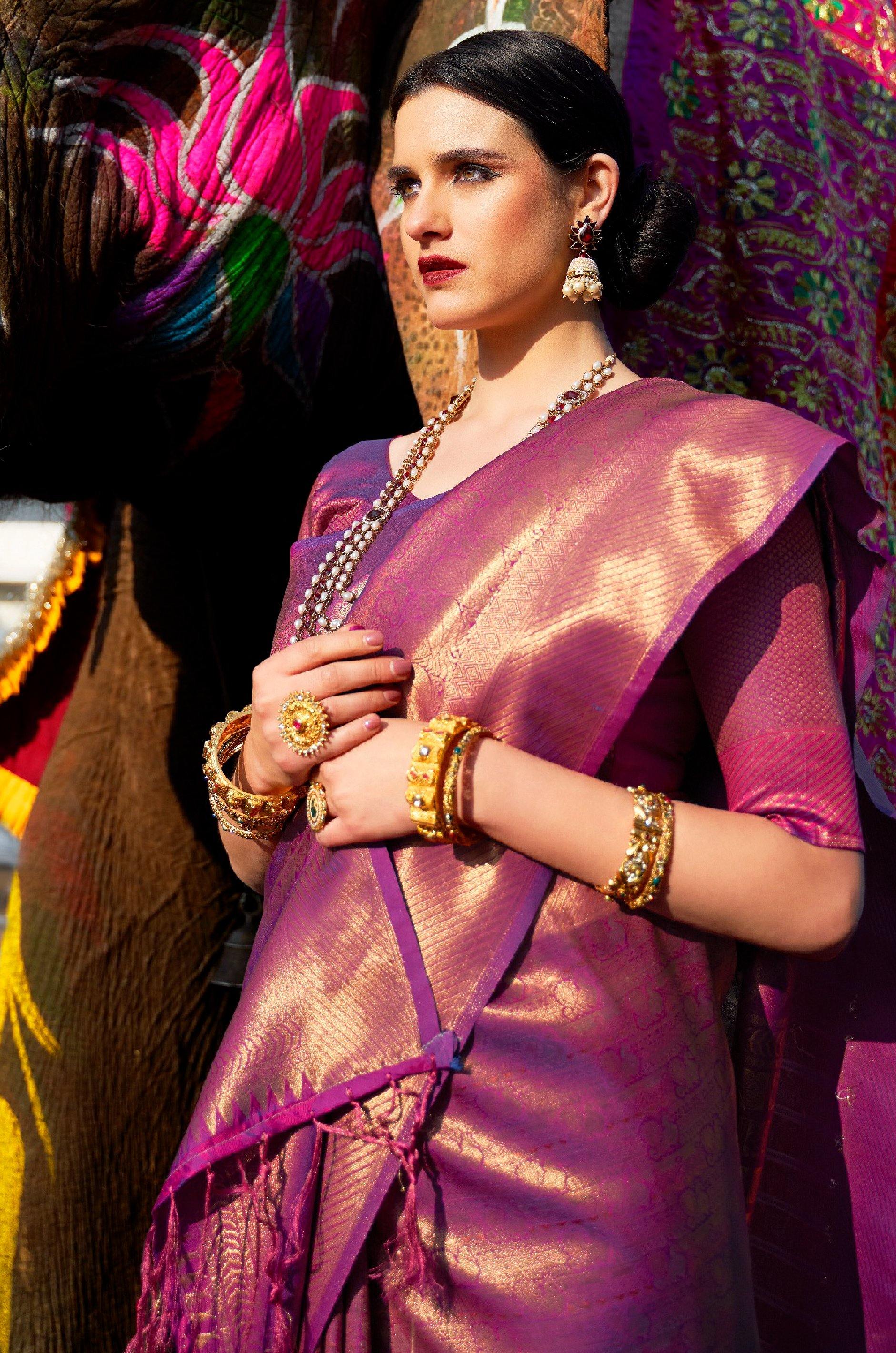 Purple Kanjivaram Silk Saree - Image 5