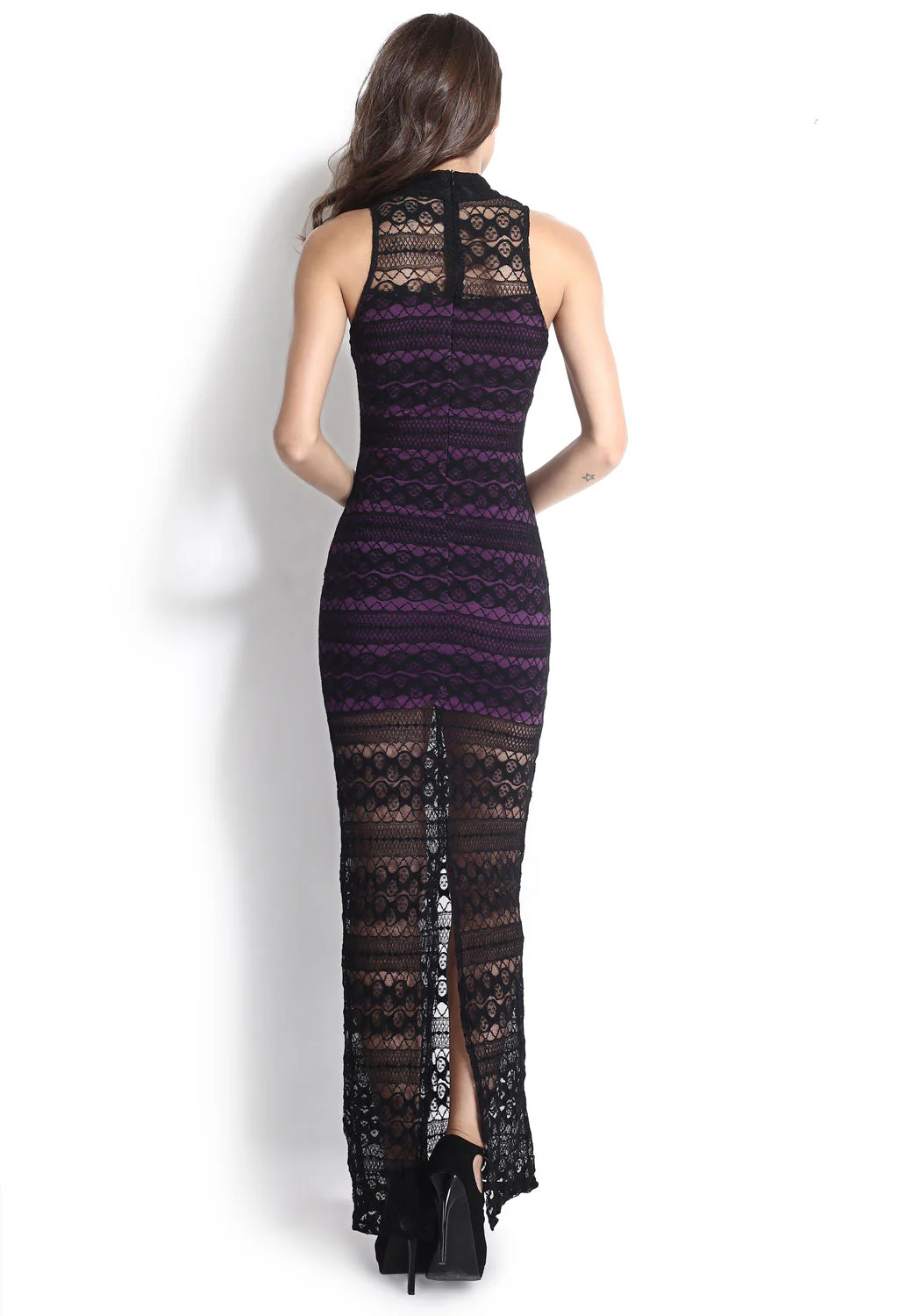 Purple Lace Maxi Dress - Image 4