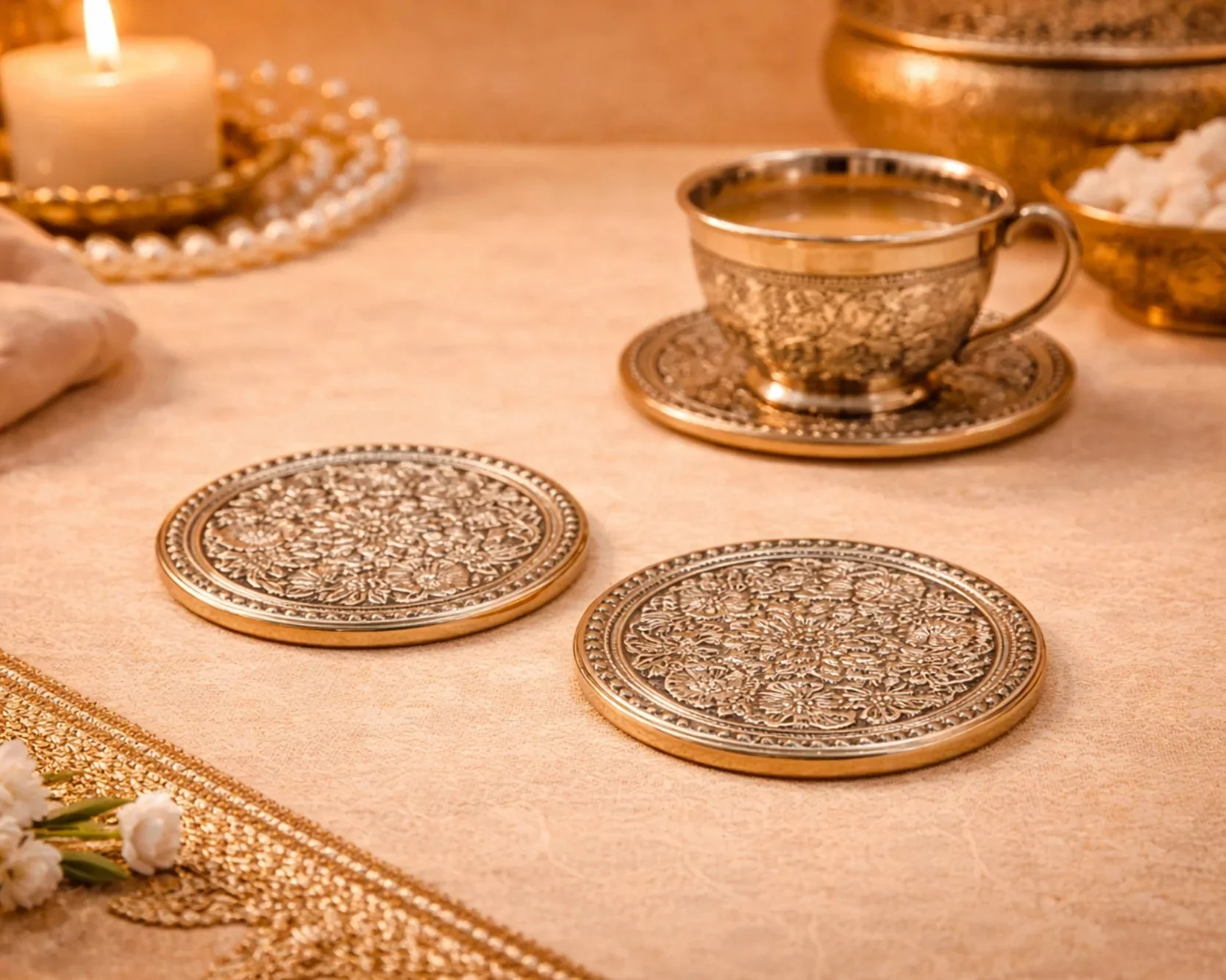 Pushp Brass Coasters