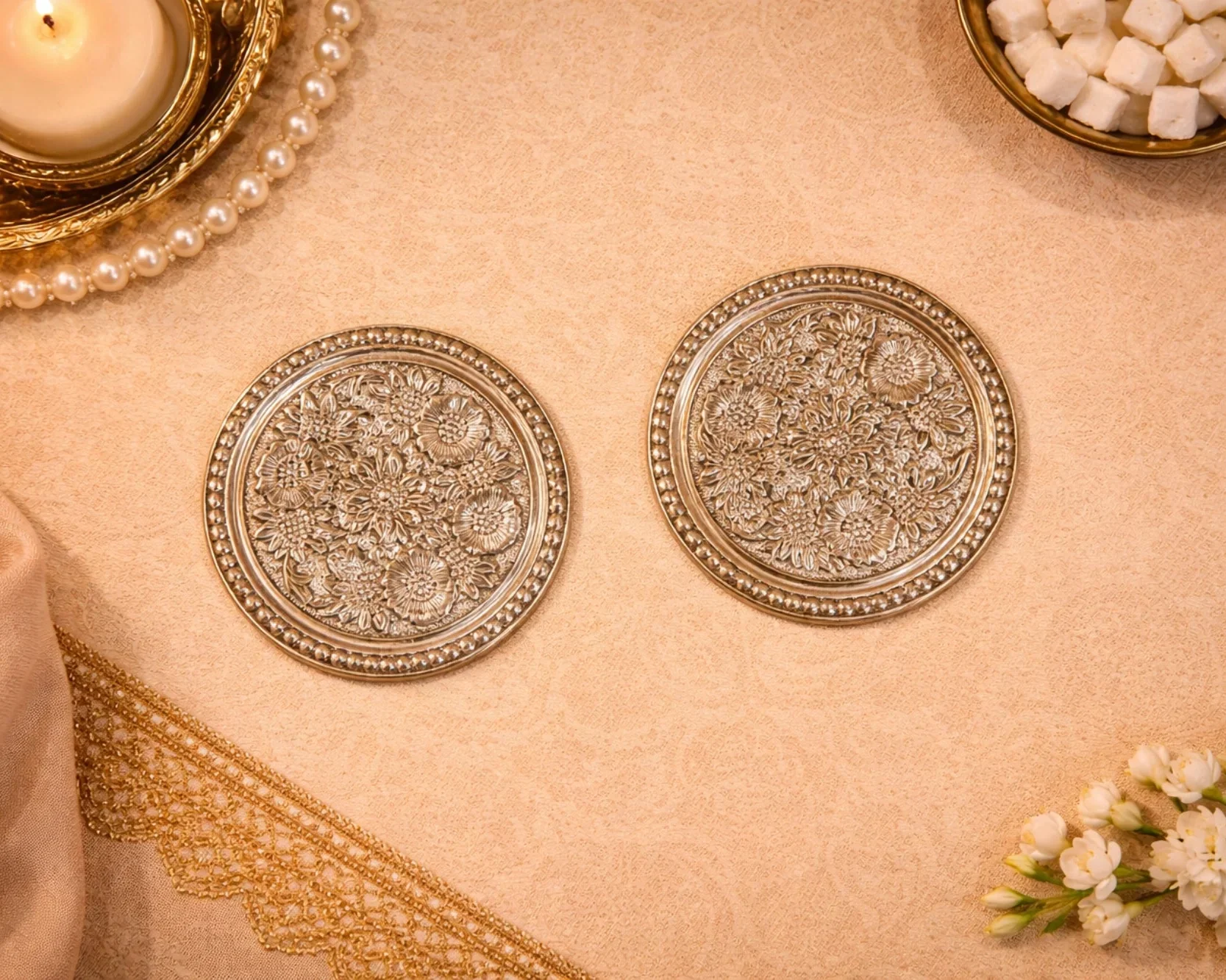 Pushp Brass Coasters - Image 2