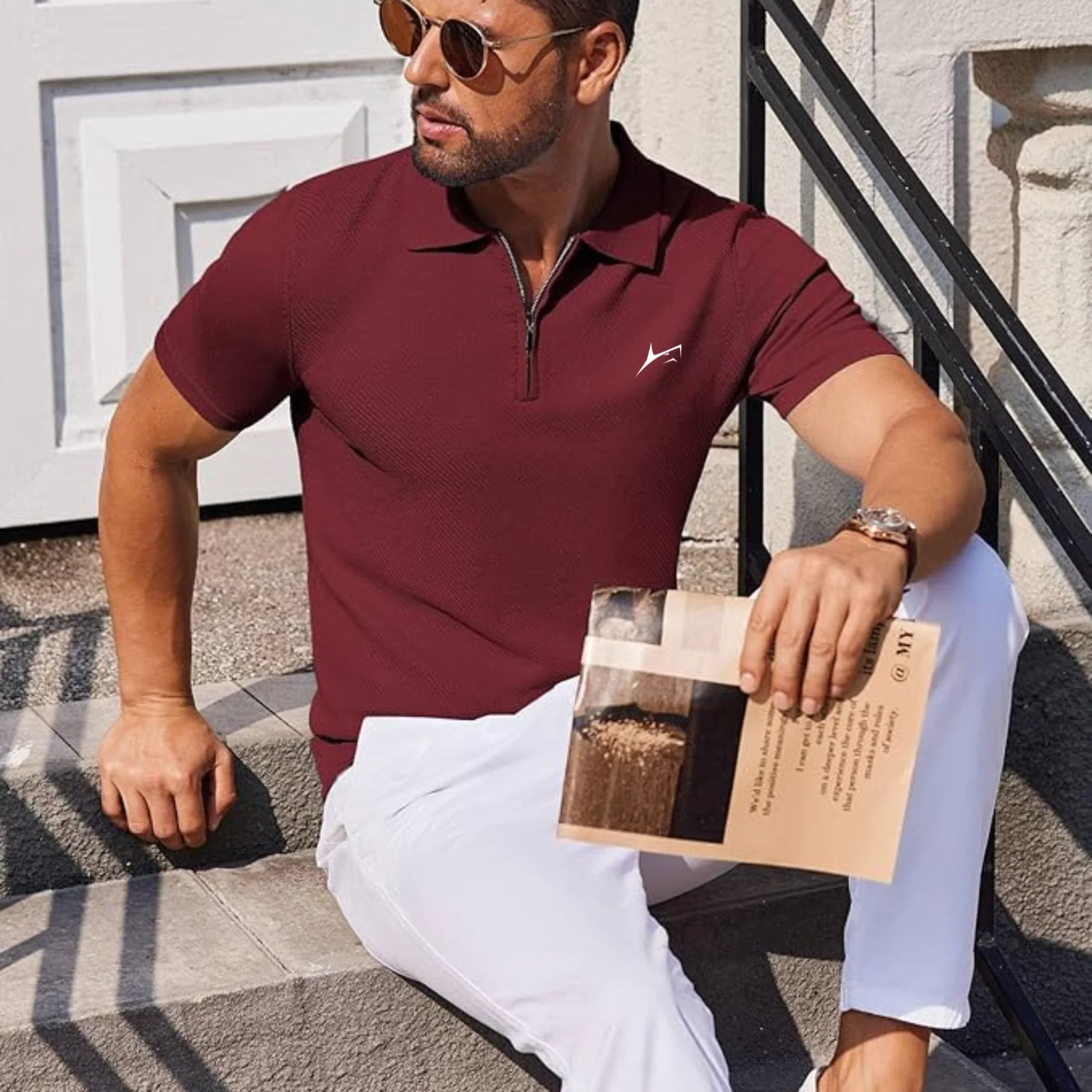 Q-Zip Polo T-Shirt with Quarter Zip - Image 10