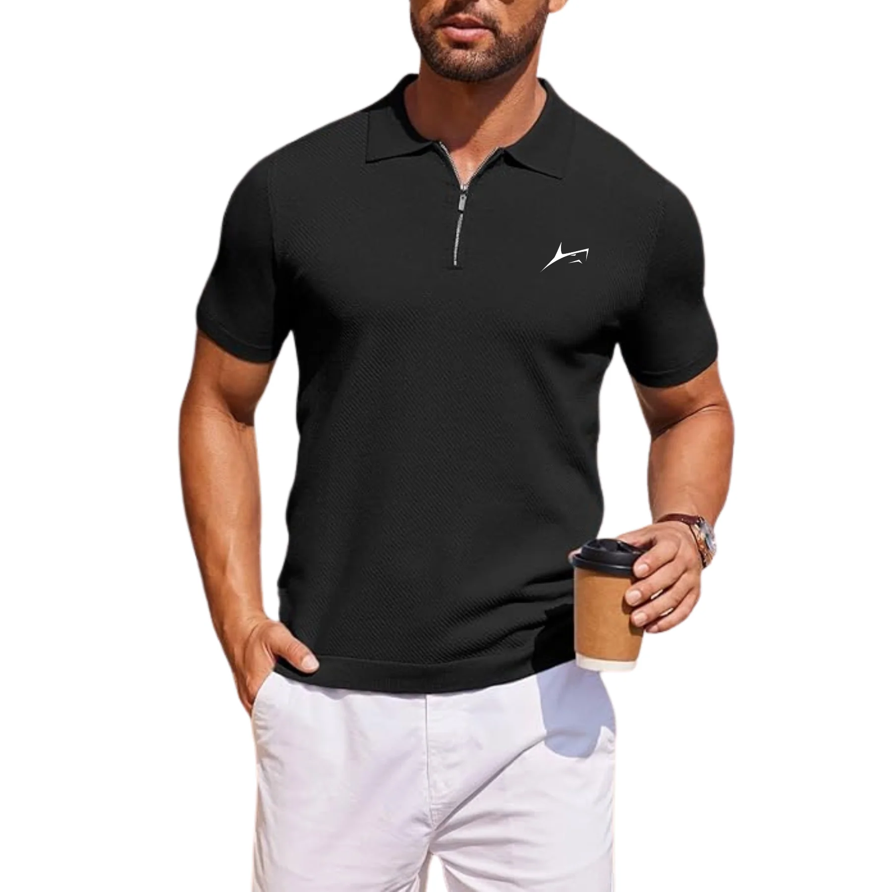 Q-Zip Polo T-Shirt with Quarter Zip - Image 8