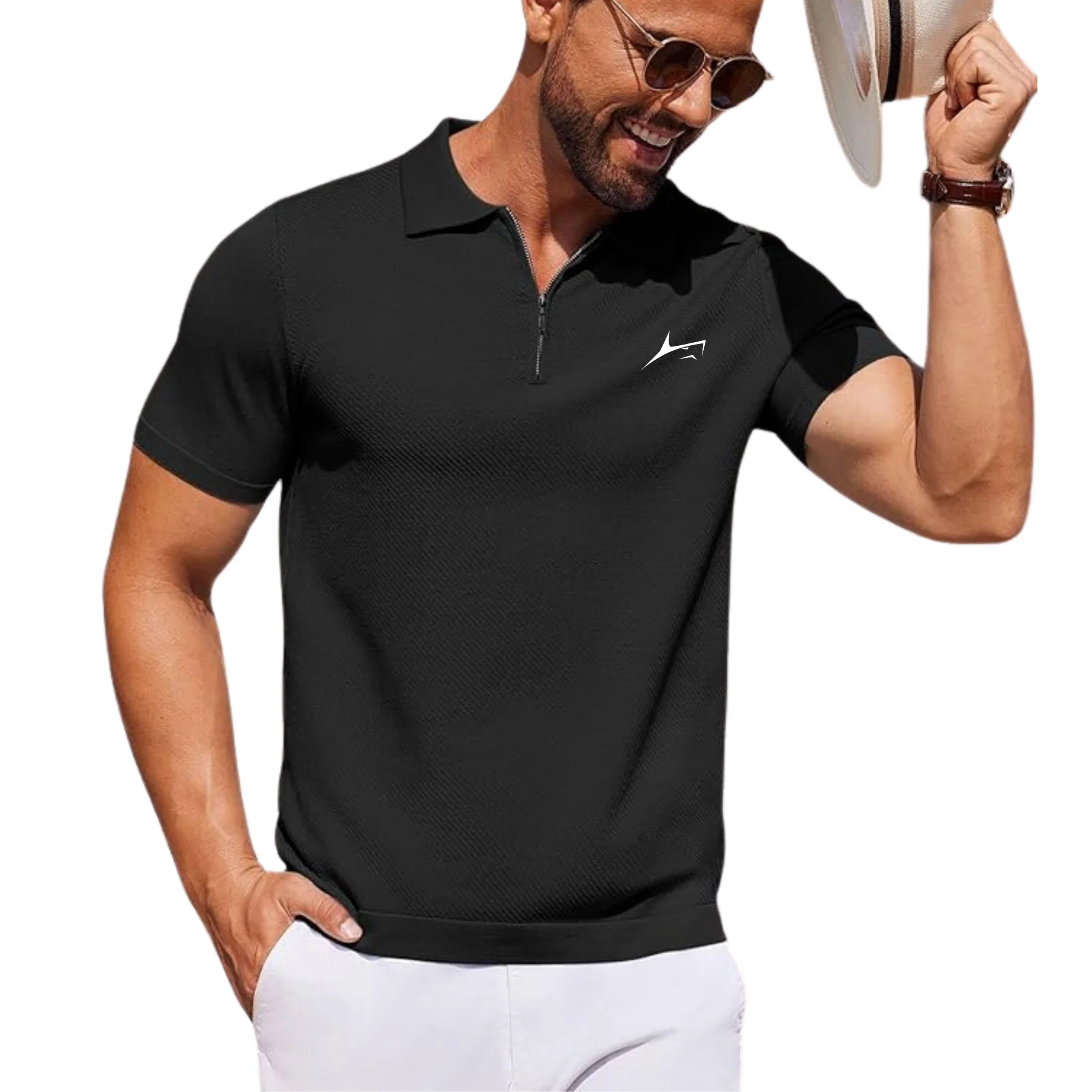 Q-Zip Polo T-Shirt with Quarter Zip - Image 9