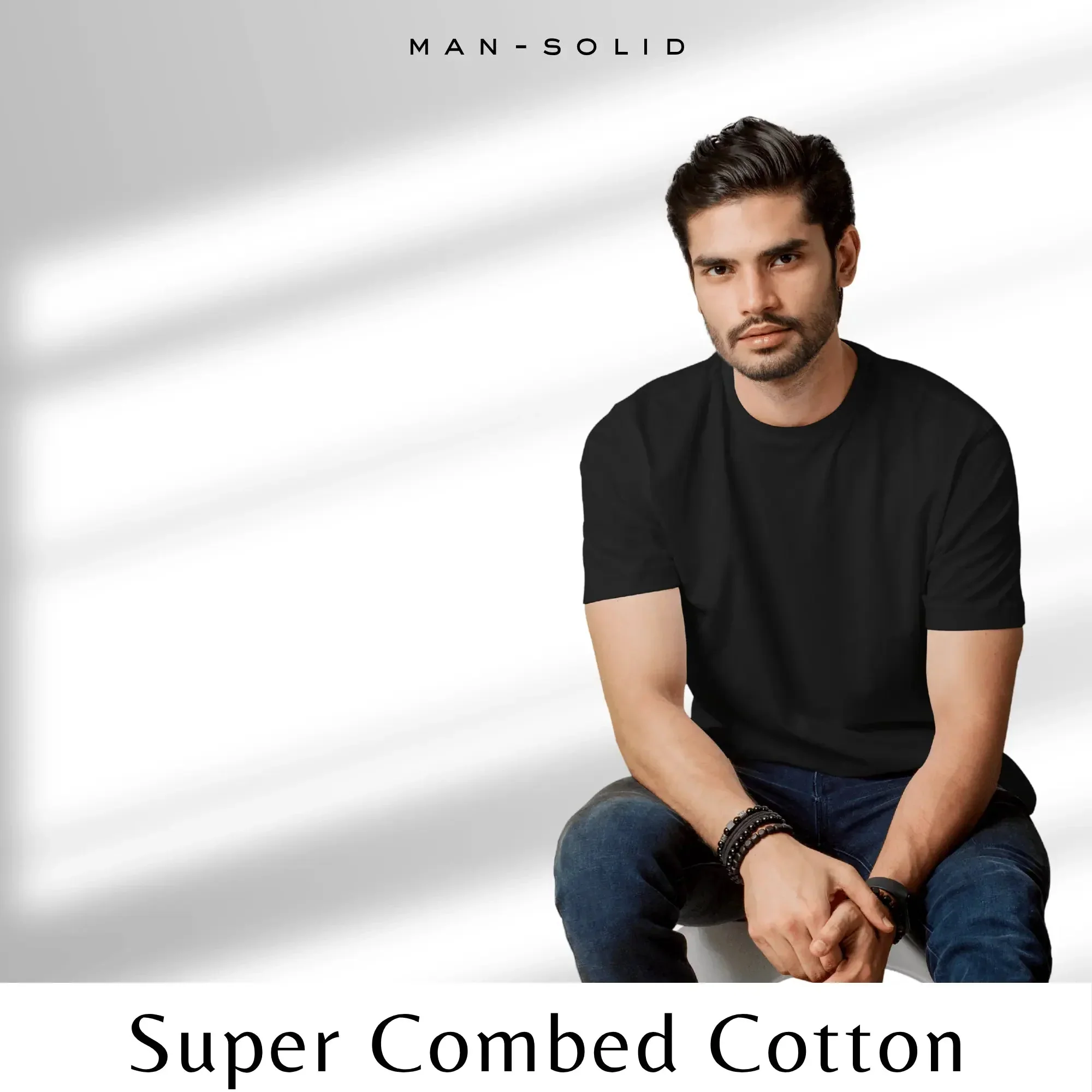 Quintessential Black – Cotton Round Neck T-Shirt - Image 2