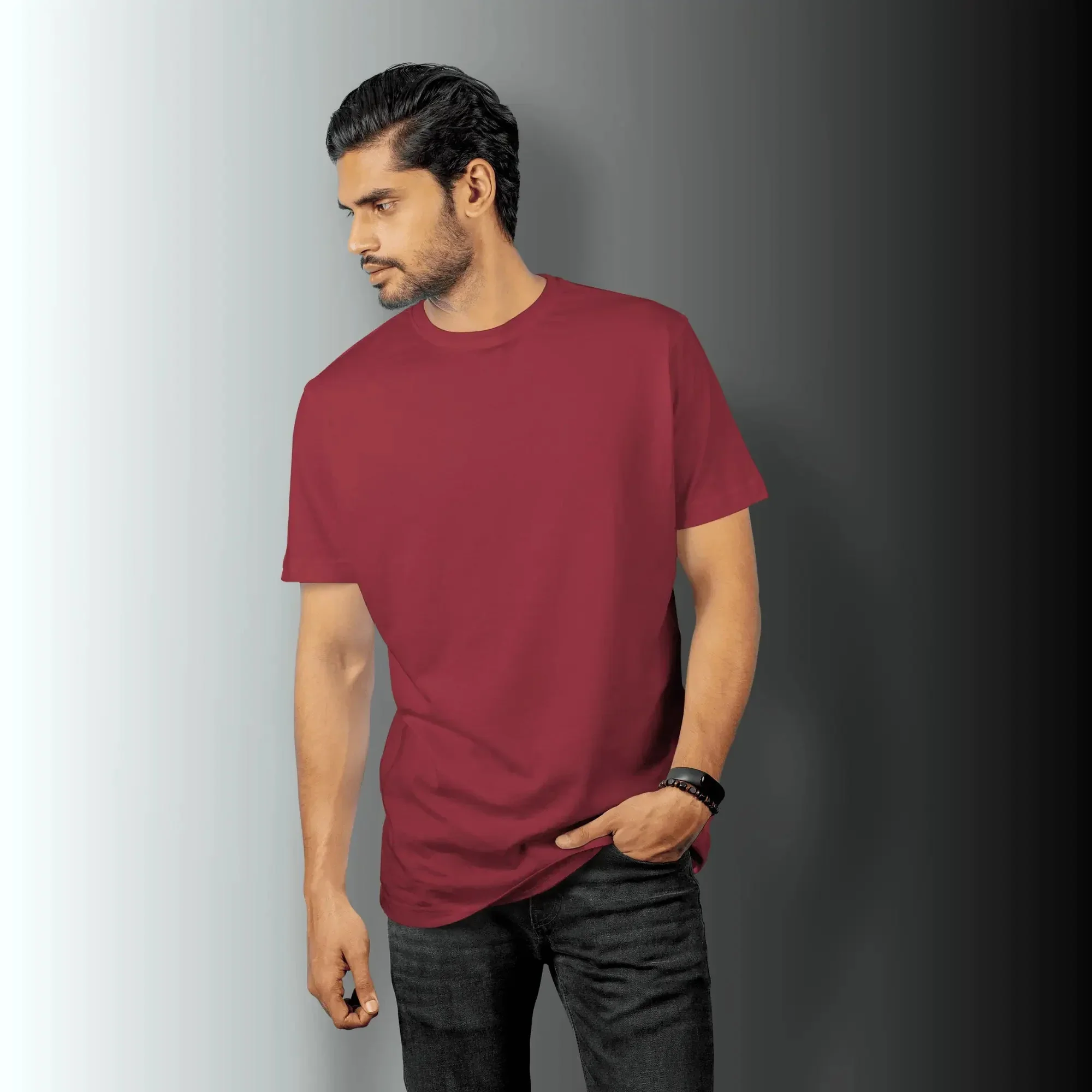 Quintessential Maroon – Cotton Round Neck T-Shirt - Image 6