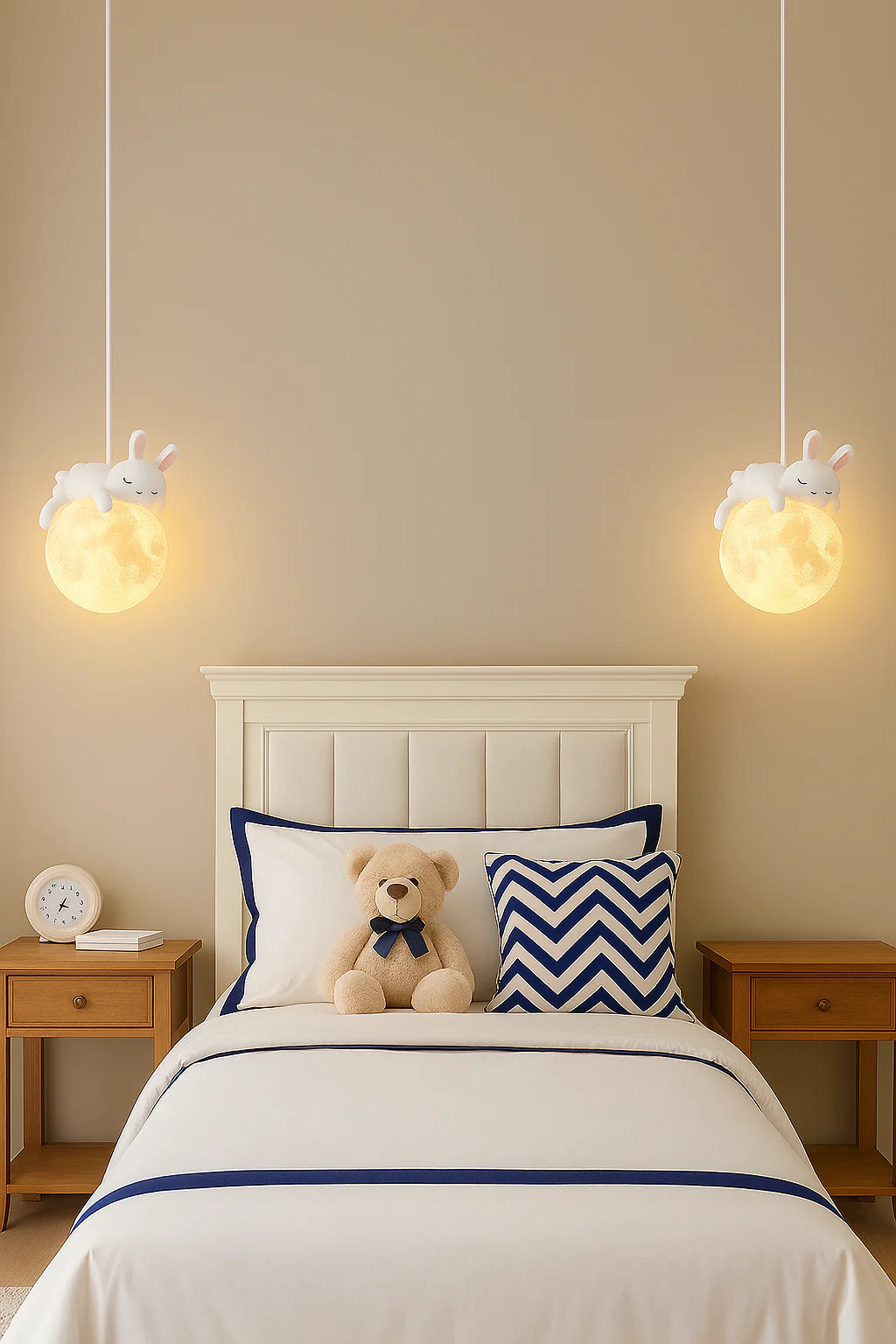 Rabbit Pendant Light, Retro White Resin Chandelier Cute Animal Shape
