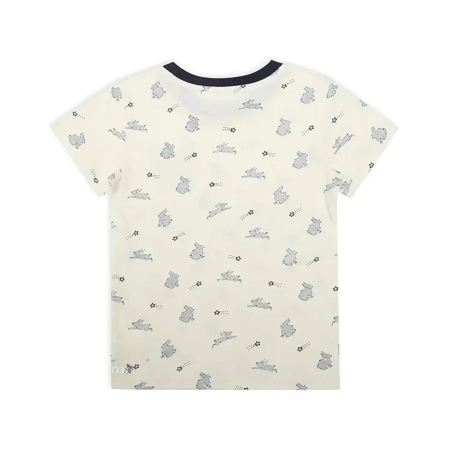Rabbit Print Half Sleeve T-Shirt For Baby Boy - Image 3
