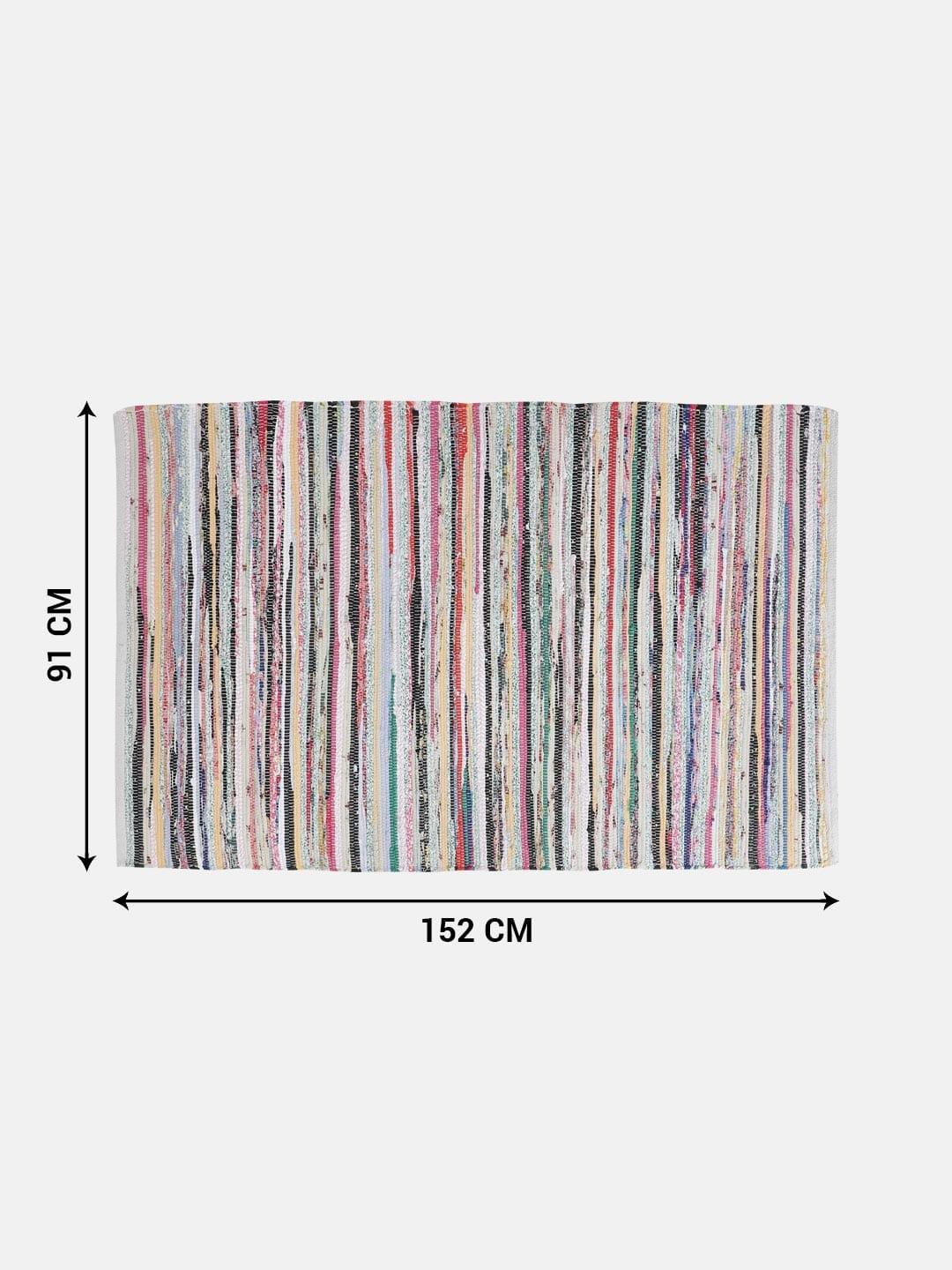 Rangeela Multicolored Rectangle Shape Cotton Rug For Living Space - Image 4