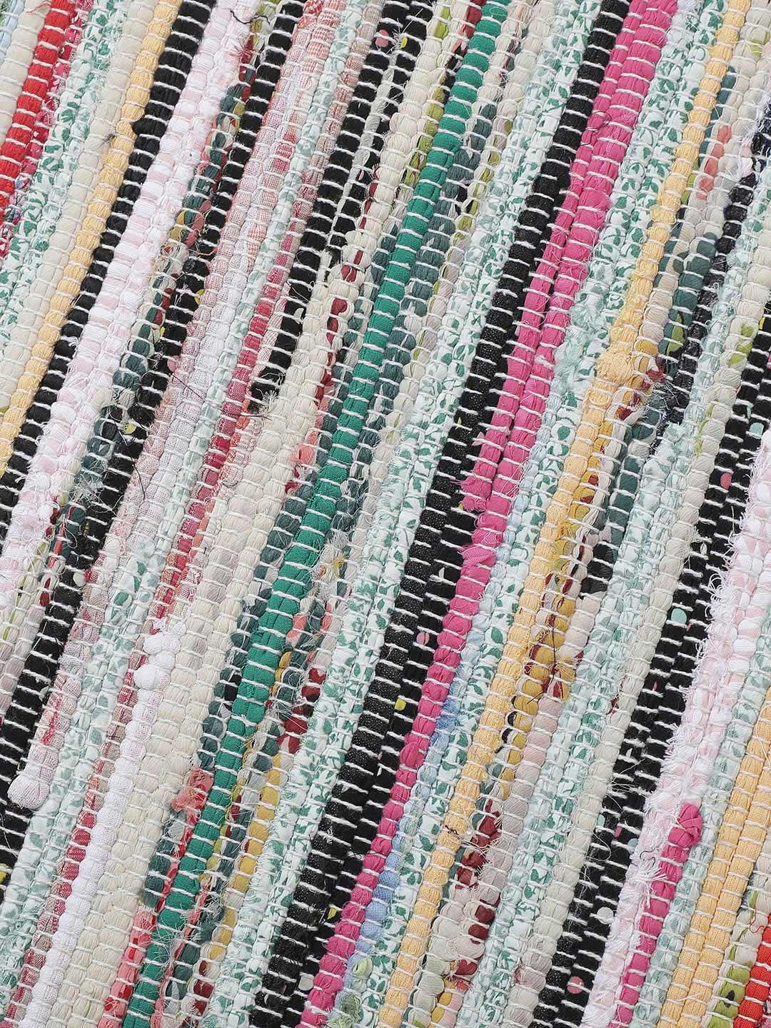Rangeela Multicolored Rectangle Shape Cotton Rug For Living Space - Image 6