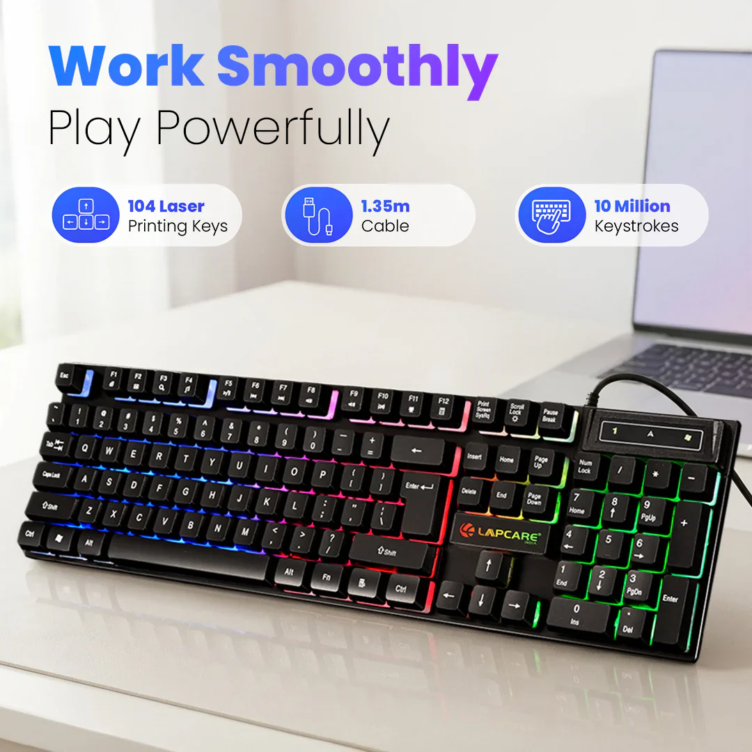 Rapido II Wired Gaming Keyboard & Mouse Combo With Rainbow Backlit (LGK-162) - Image 3