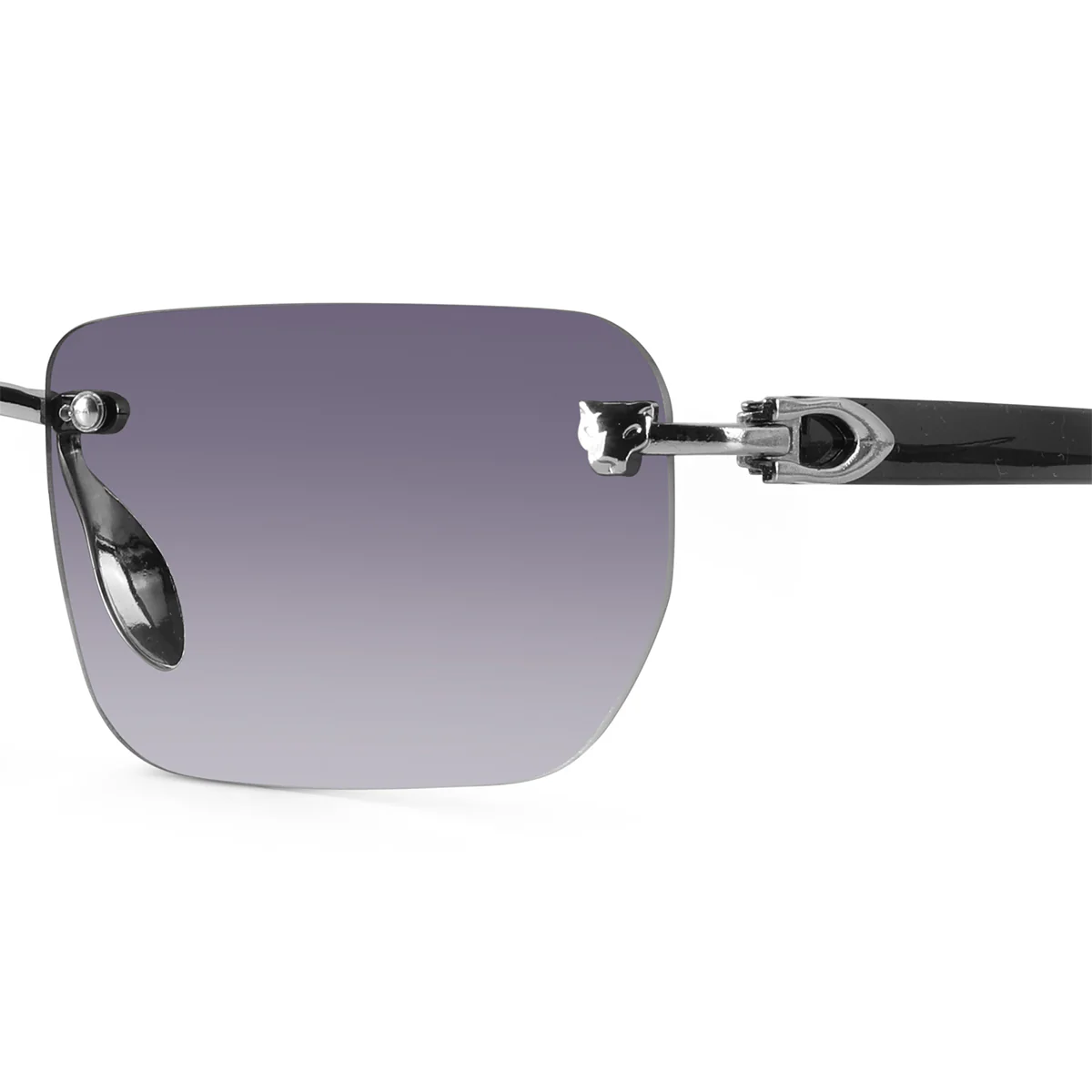 Raze Silver Rimless Rectangle Sunglasses - Image 2